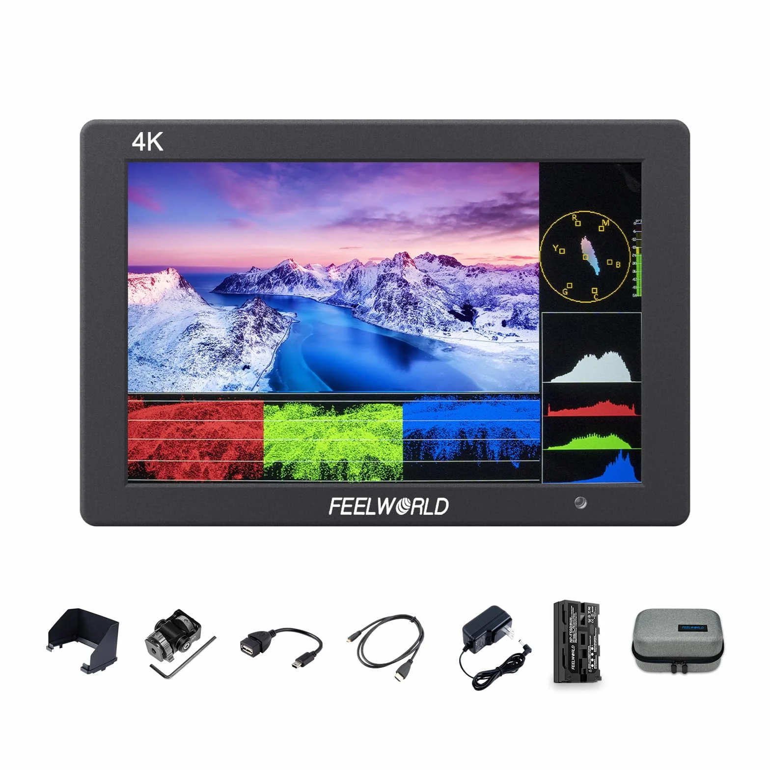 FEELWORLD T7PLUS Monitor da campo per DSLR da 7 Pollici con batteria F550 da 2200 mAh Full HD Focus Video Assist 1920x1200 IPS con 4K HDMI Input Output