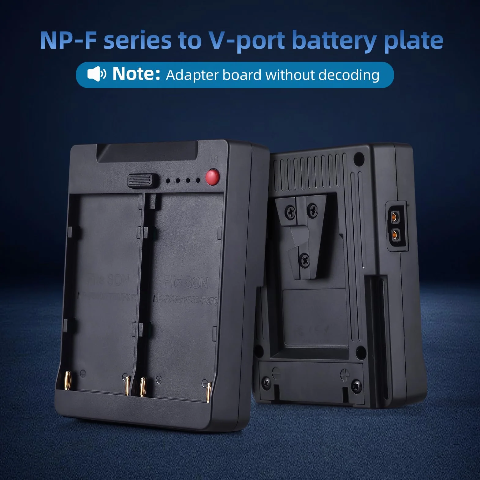 Andoer NP-F970 F750 F550 - Piastra per batteria a V-Lock V-Mount con uscite USB-A/Type-C/DC/D-TAP