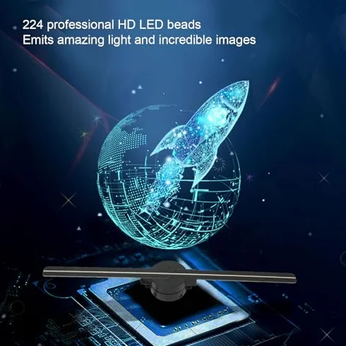 Yctze Ventilatore Ologramma 3D Ventilatore Ologramma 3D Proiettore WiFi 3D 16,5 Pollici 2000x224 Perline Luminose a LED Pubblicità 100?240 V