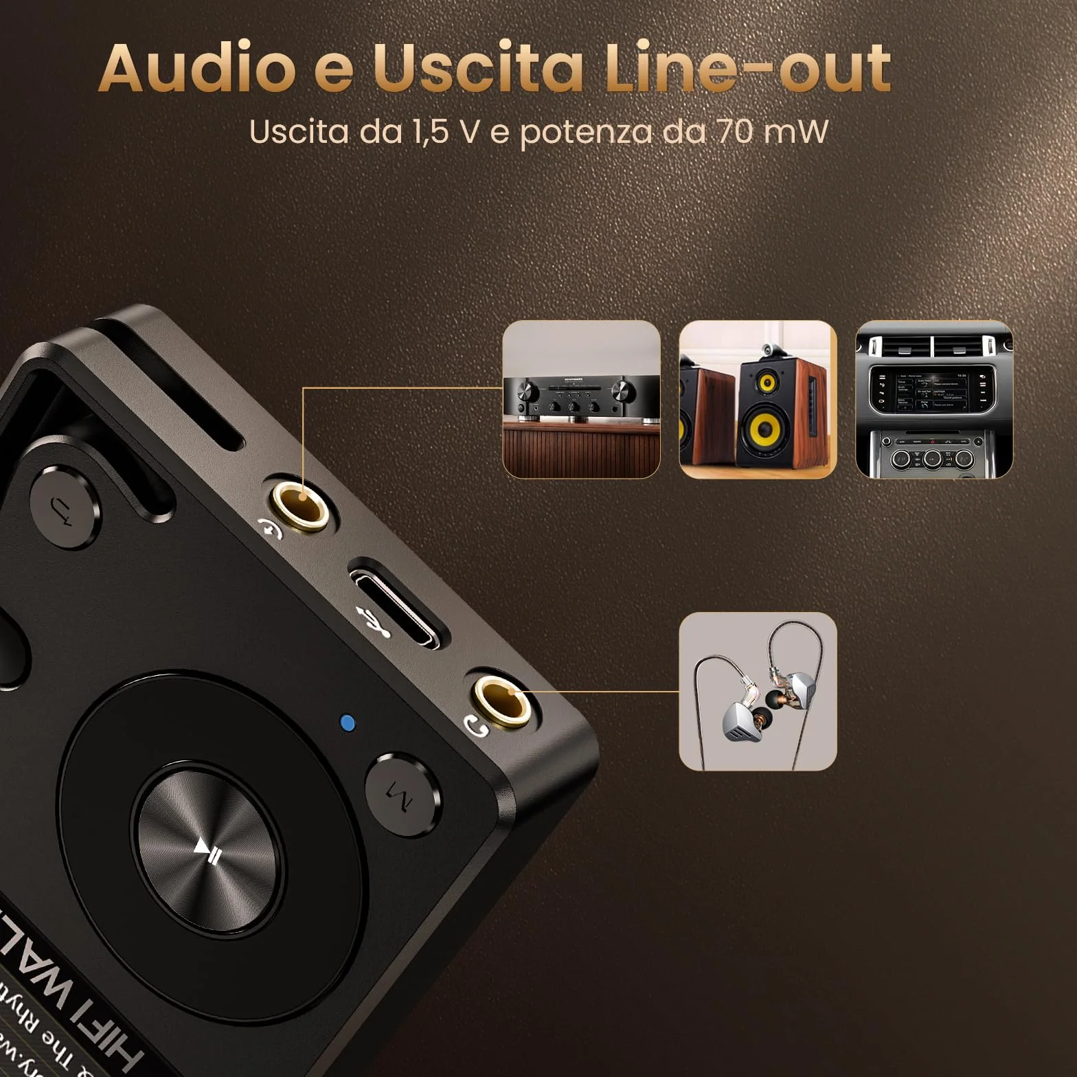 HIFI WALKER H2 Lettore MP3 Hi-Fi, Player Musicale Lossless con SD 64GB Inclusa, DAC ES9018K2M, Bluetooth 5.2 Bidirezionale, Schermo 2.0" con Tasti Fisici, Supporto DSD128, Lega di Zinco