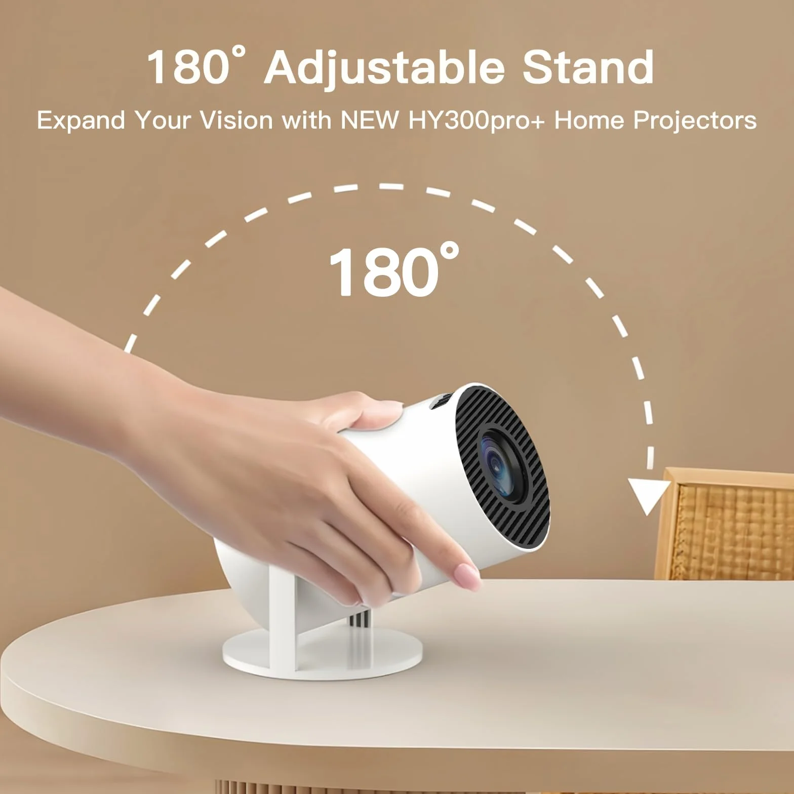 Mini Proiettore con WiFi e Bluetooth Integrato, Android 14, Supporto 1080P 4K, Proiettore Portatile, Rotazione 180°, Versione Aggiornata HY300 Pro+, per Uso Domestico ed Esterno LYNCAST