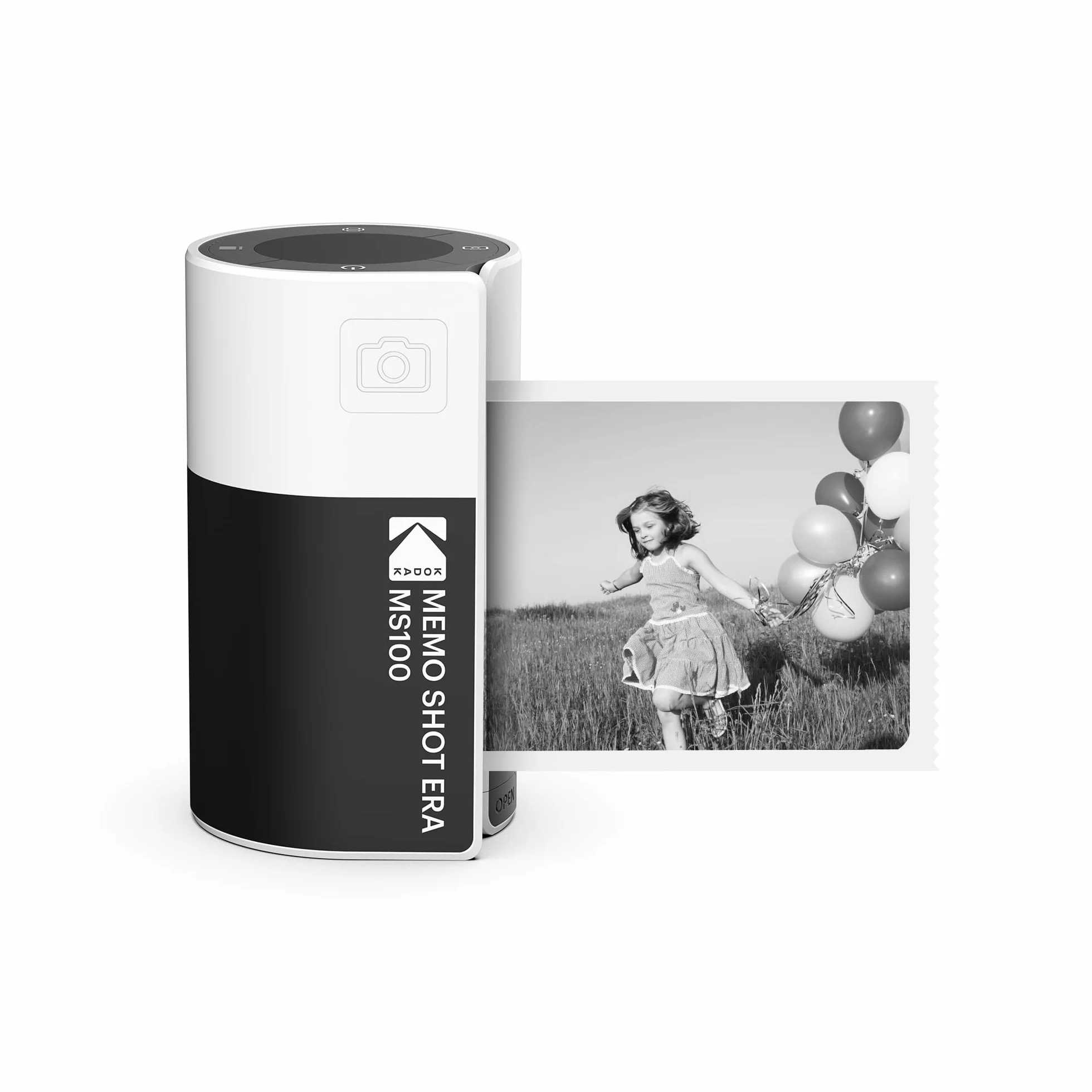 KODAK Memo Shot ERA - Fotocamera digitale istantanea per bambini, con stampante per etichette, colore: Bianco (fotocamera con 1 rotolo di cartuccia per etichette one-touch, colore: Bianco