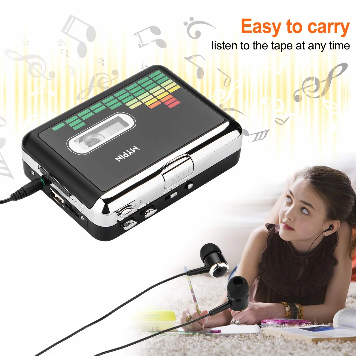MYPIN Registratore a Cassetta Lettore MP3 Convertitore USB
