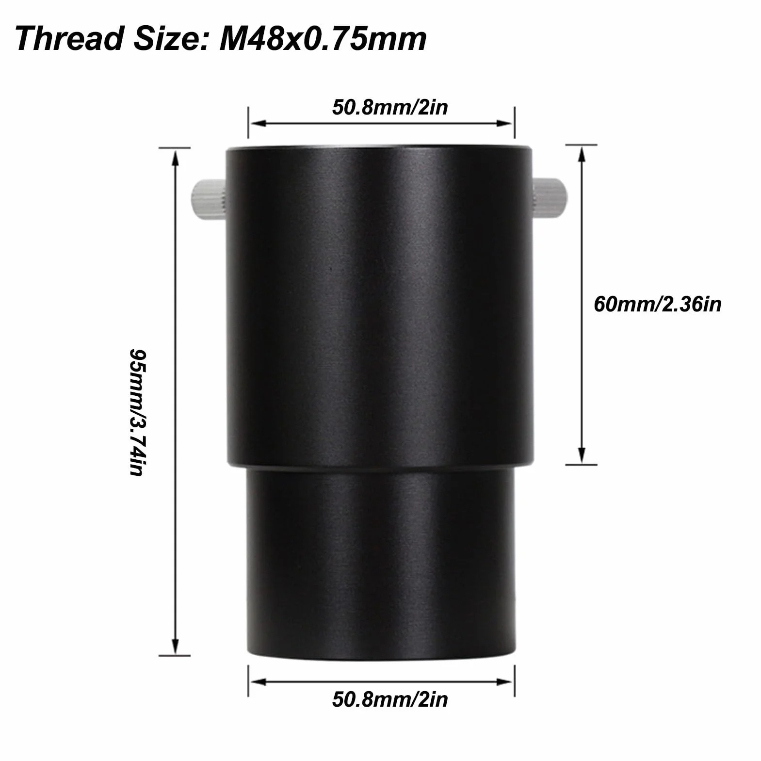 Tubo di Prolunga per Telescopio da 2 Pollici, Adattatore per Oculare Filettature M48x0.75mm, Accessorio per Telescopi Astronomici con Filtri