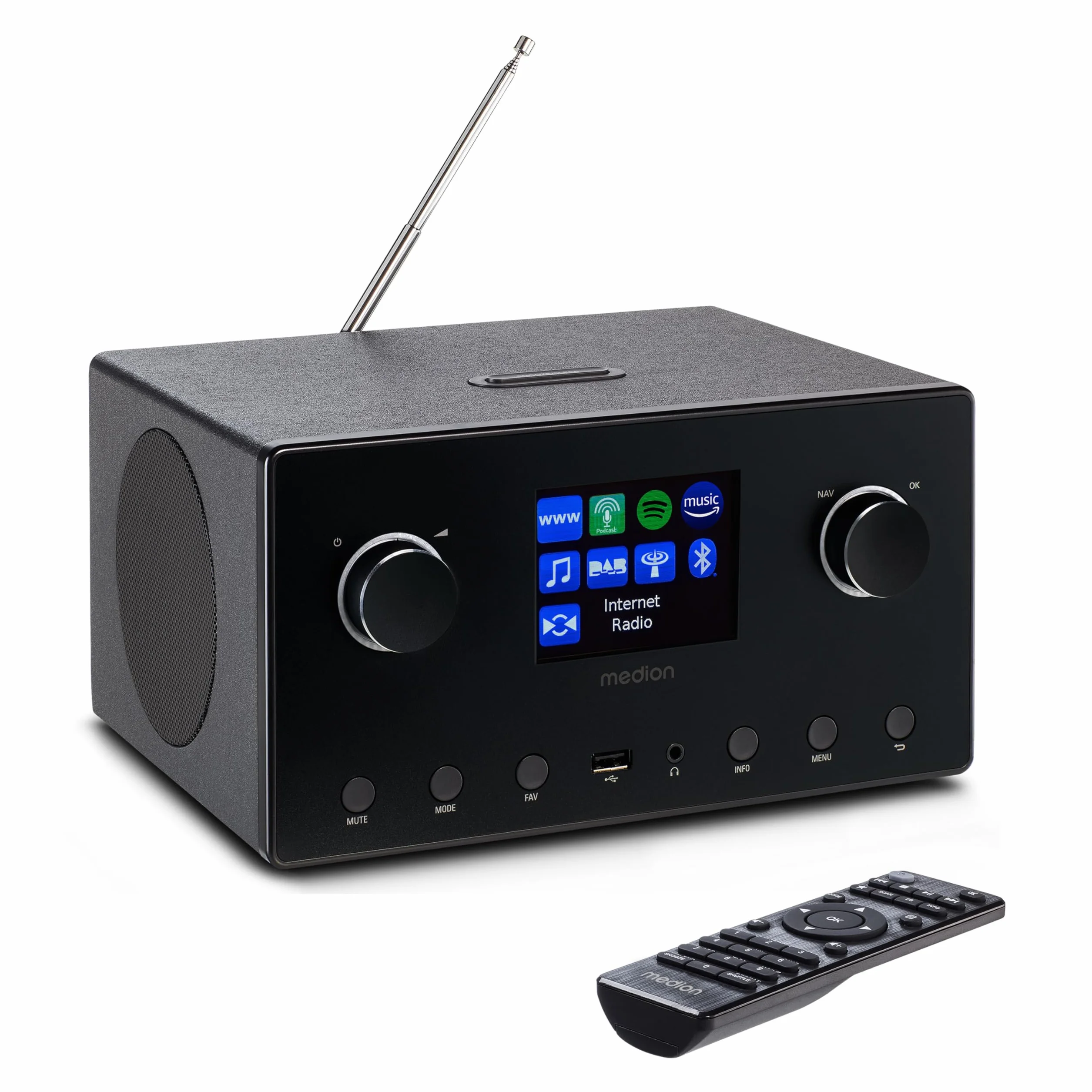 Medion P85444 2.1 Radio Internet z subwooferem DAB+ FM Spotify Connect WLAN Bluetooth