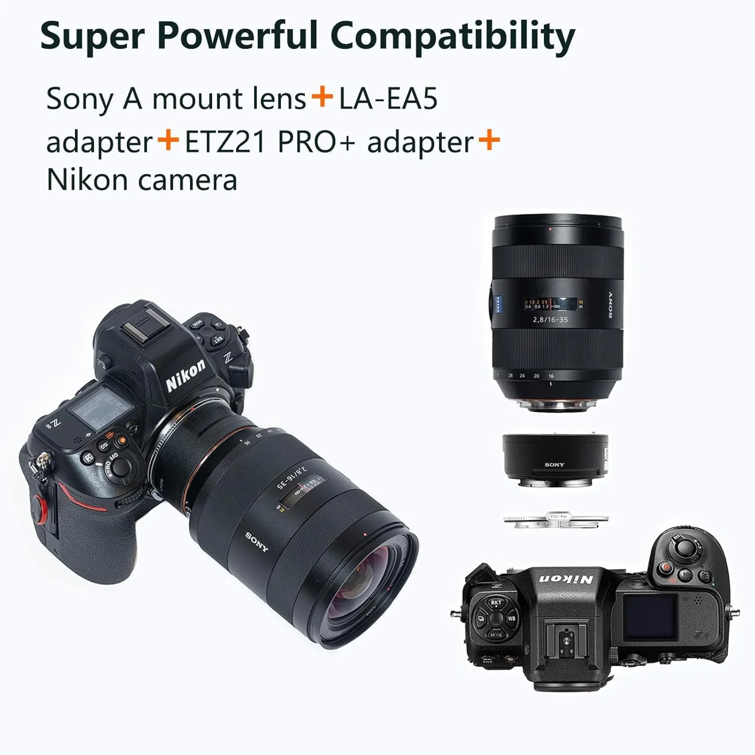 Adattatore di messa a fuoco automatica Megadap ETZ21 Por+ compatibile con obiettivo Sony FE Sigma Tamron Serie FE per fotocamera Nikon Z Mount Zf Z9 Z8 Z7 Z6 Z6III Z7II Z6II Z5 Z50 Z30 ZFC