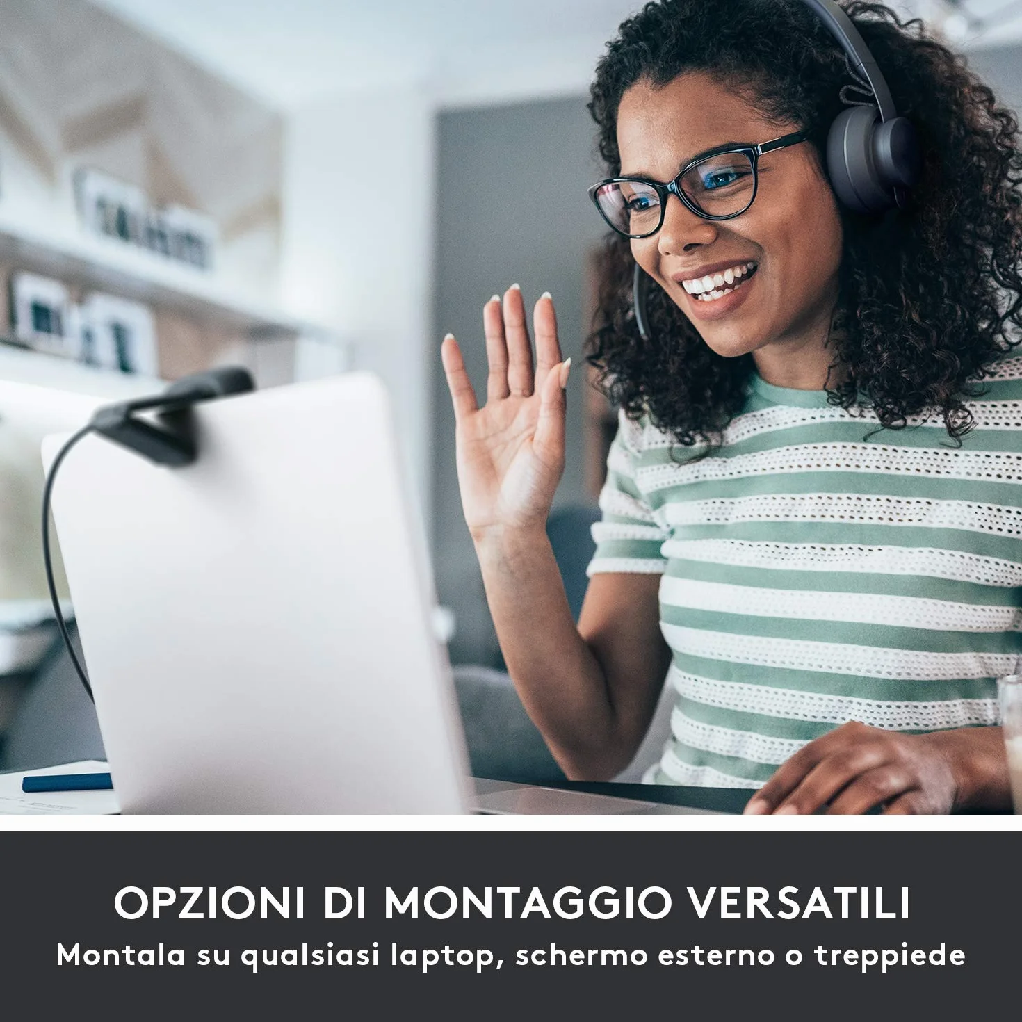 Logitech Brio 505 Webcam Full HD con correzione automatica dell’illuminazione, inquadratura, modalità Mostra, 2 microfoni con riduzione del rumore, Msft Teams, Google Meet, Zoom - Grigio