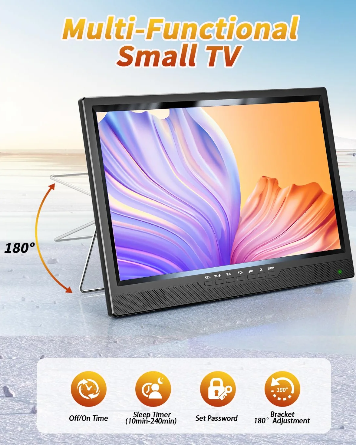 Desobry TV portatile 19 pollici 1080P DVB-T2 HDMI AV USB 12volt