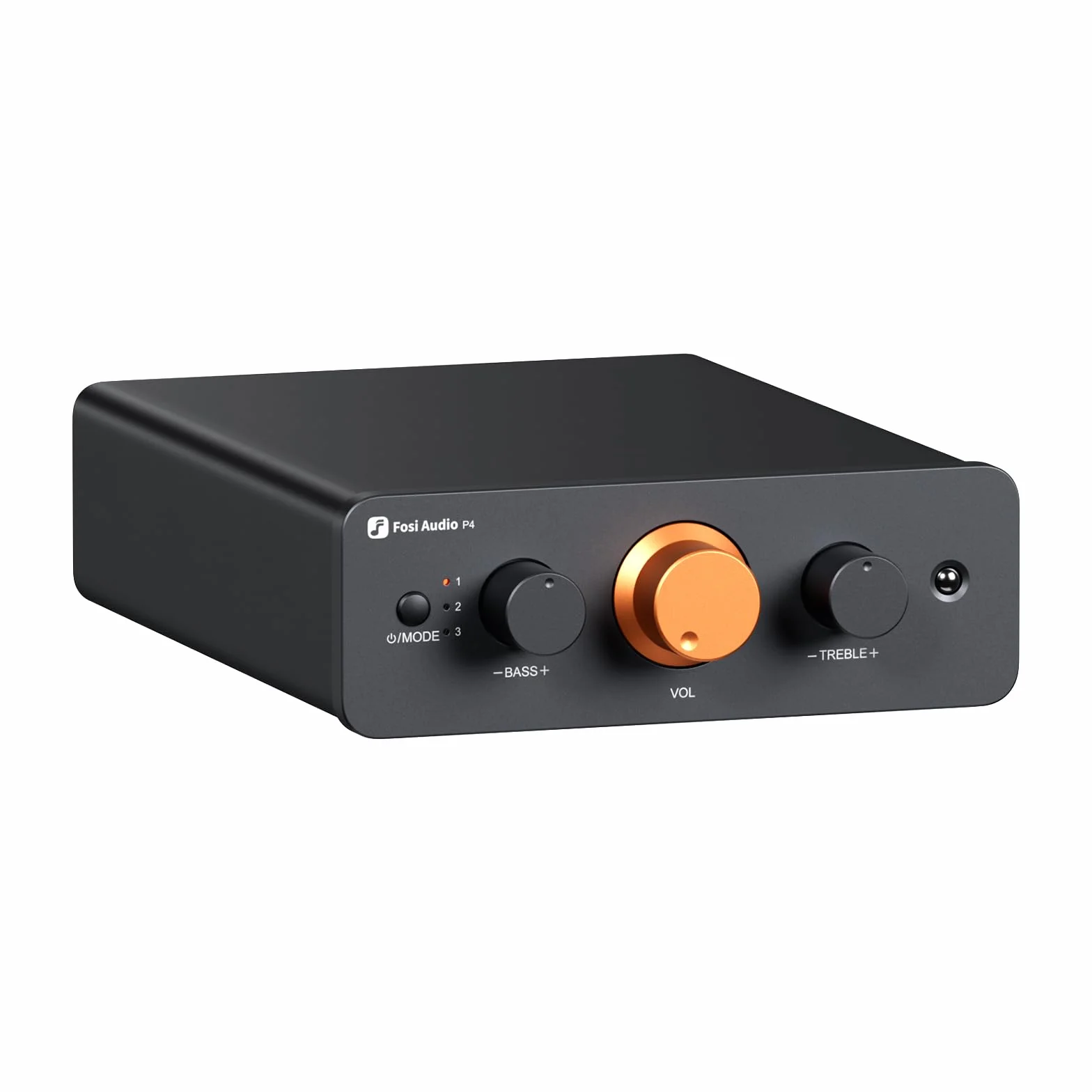 Fosi Audio P4 Mini Preamplificatore Stereo con 3 Ingressi RCA, Guadagno Regolabile 3/6/9 dB, Controlli Bassi e Alti