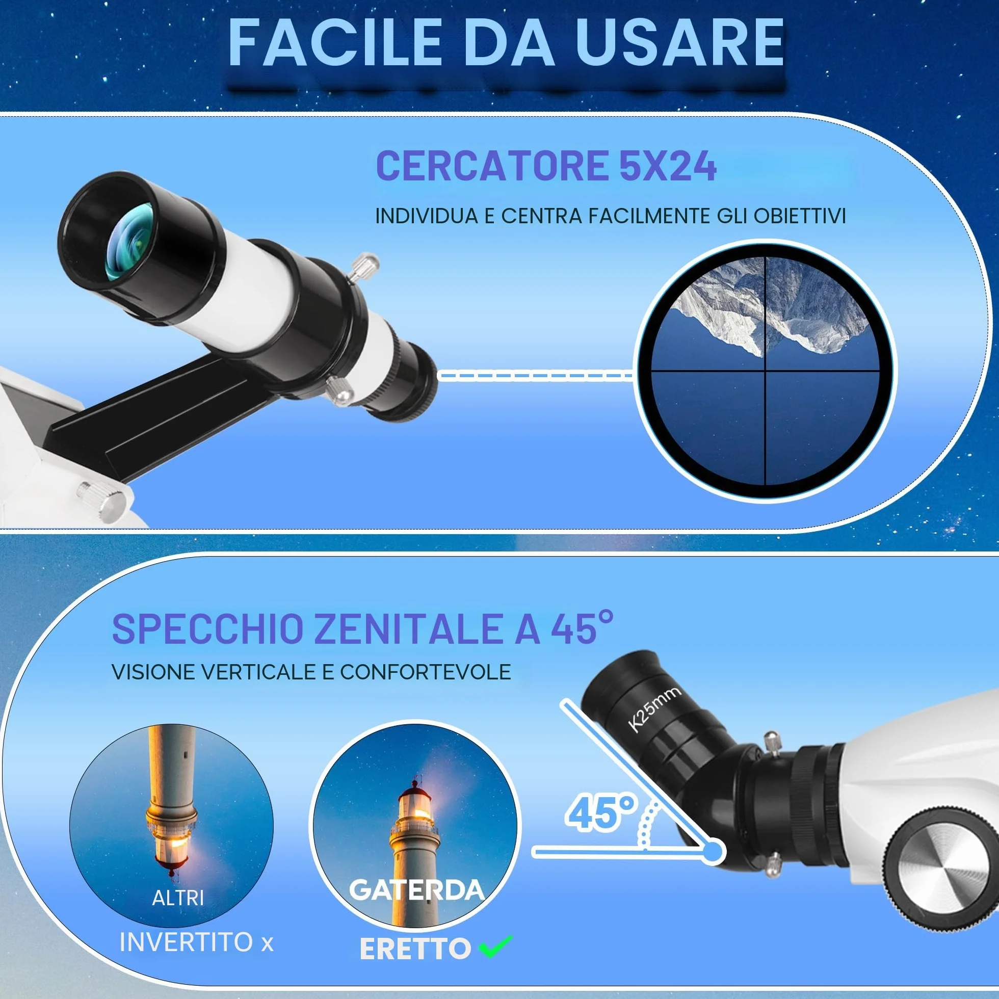 Telescopio Astronomico, 90 mm Apertura 900mm Rifrattore Telescopio Astronomico Professionale per Adulti e Principianti - con Borsa, Treppiede, Adattatore per Telefono