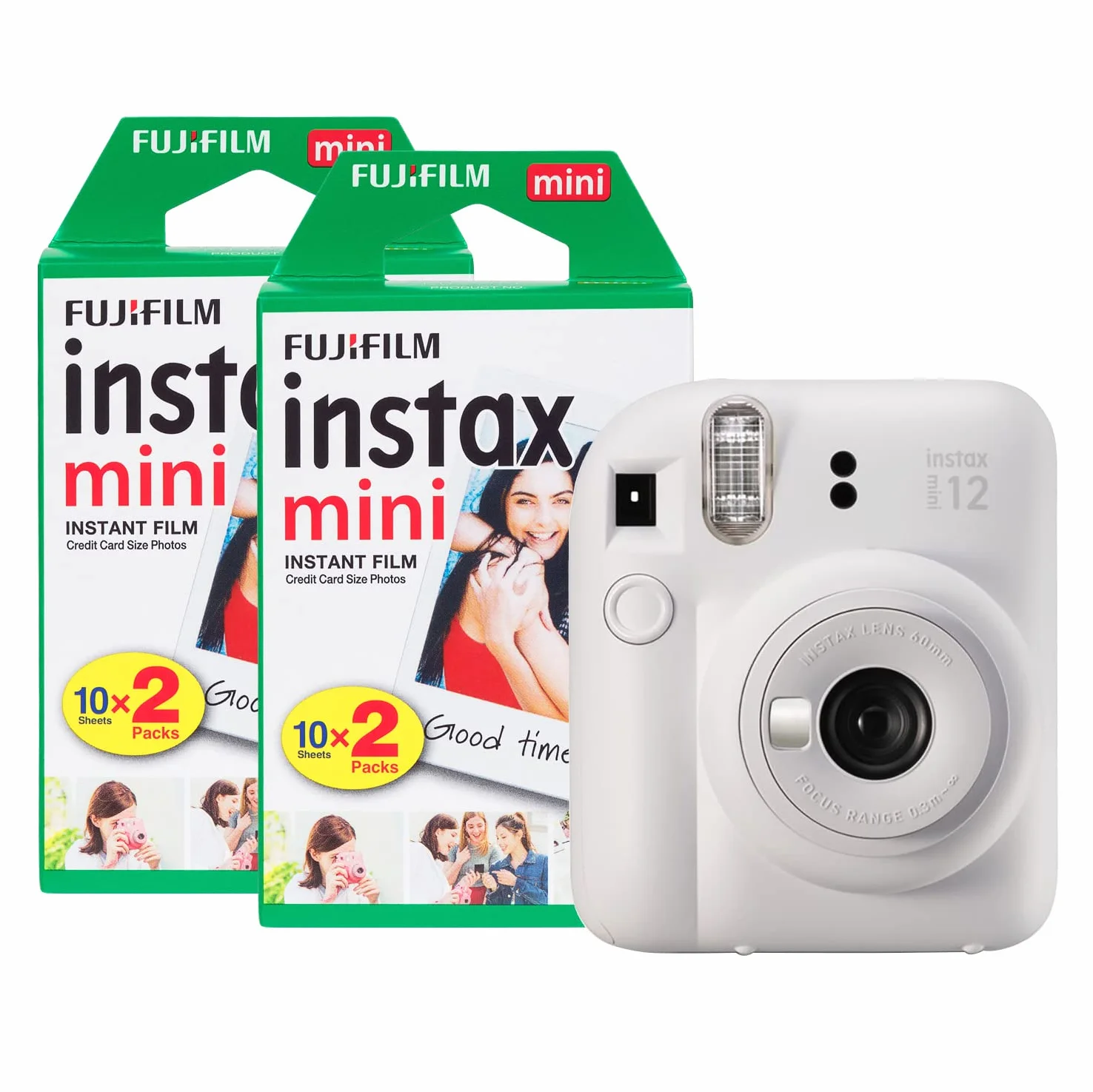 Fujifilm Instax Mini 12 - Fotocamera istantanea con confezione da 40 pellicole, colore: Bianco argilla