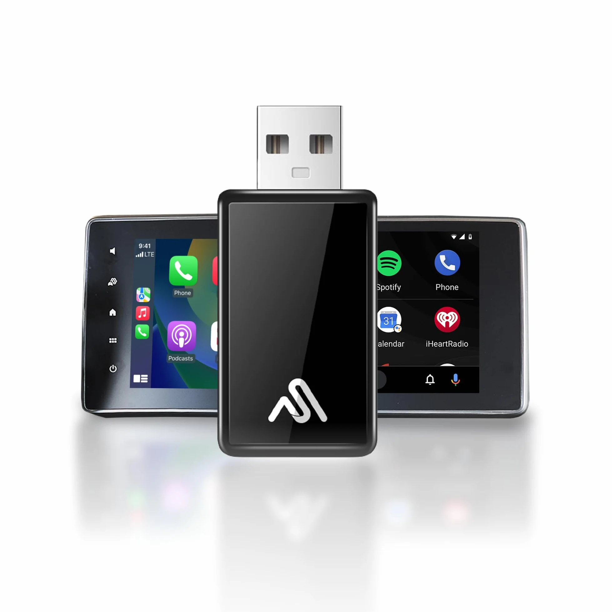 AutoSky Adattatore Wireless CarPlay e Android Auto 2-in-1, Dongle USB Pro Convertitore Cablato in Wireless, WiFi 5GHz, Plug & Play per Auto dal 2016, Design Nero Lucido Compatto, No Lag