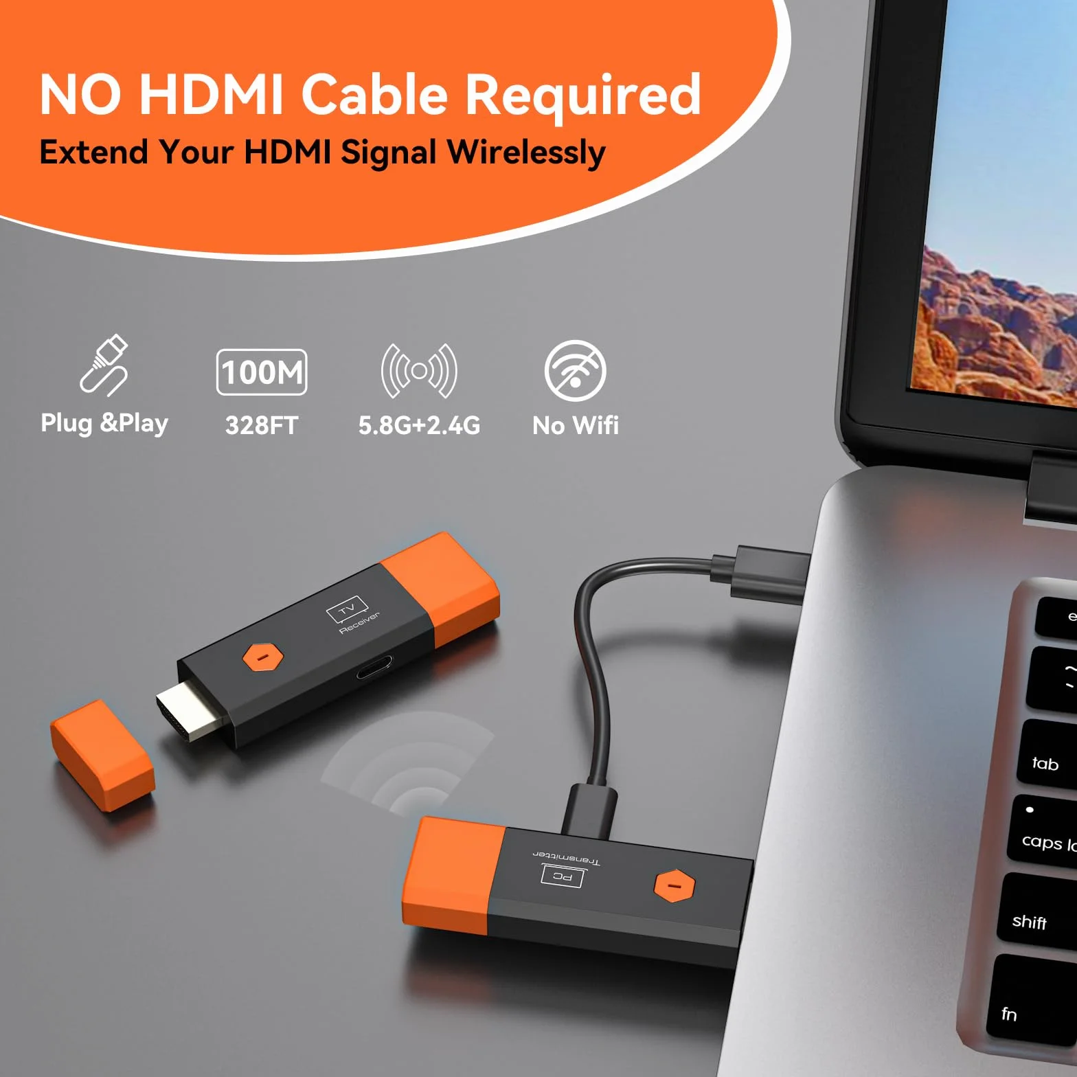 Trasmettitore & Ricevitore HDMI Wireless 4K – 5.8G Doppia Banda, 150 m, Multi Display (1 RX), LED, Plug & Play, Ingresso 4K Uscita 1080p con EDID (1pcs)