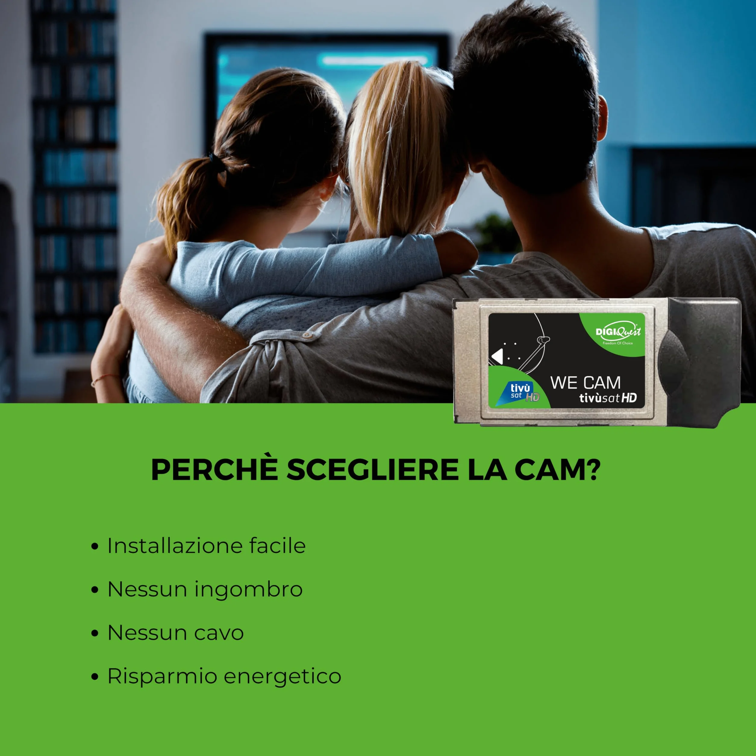 DIGIQUEST We CAM Tivùsat HD certificata | Accesso ai canali HD | Installazione Facile e Veloce | Ideale per amanti di cinema e sport | Smartcard Tivùsat inclusa da attivare