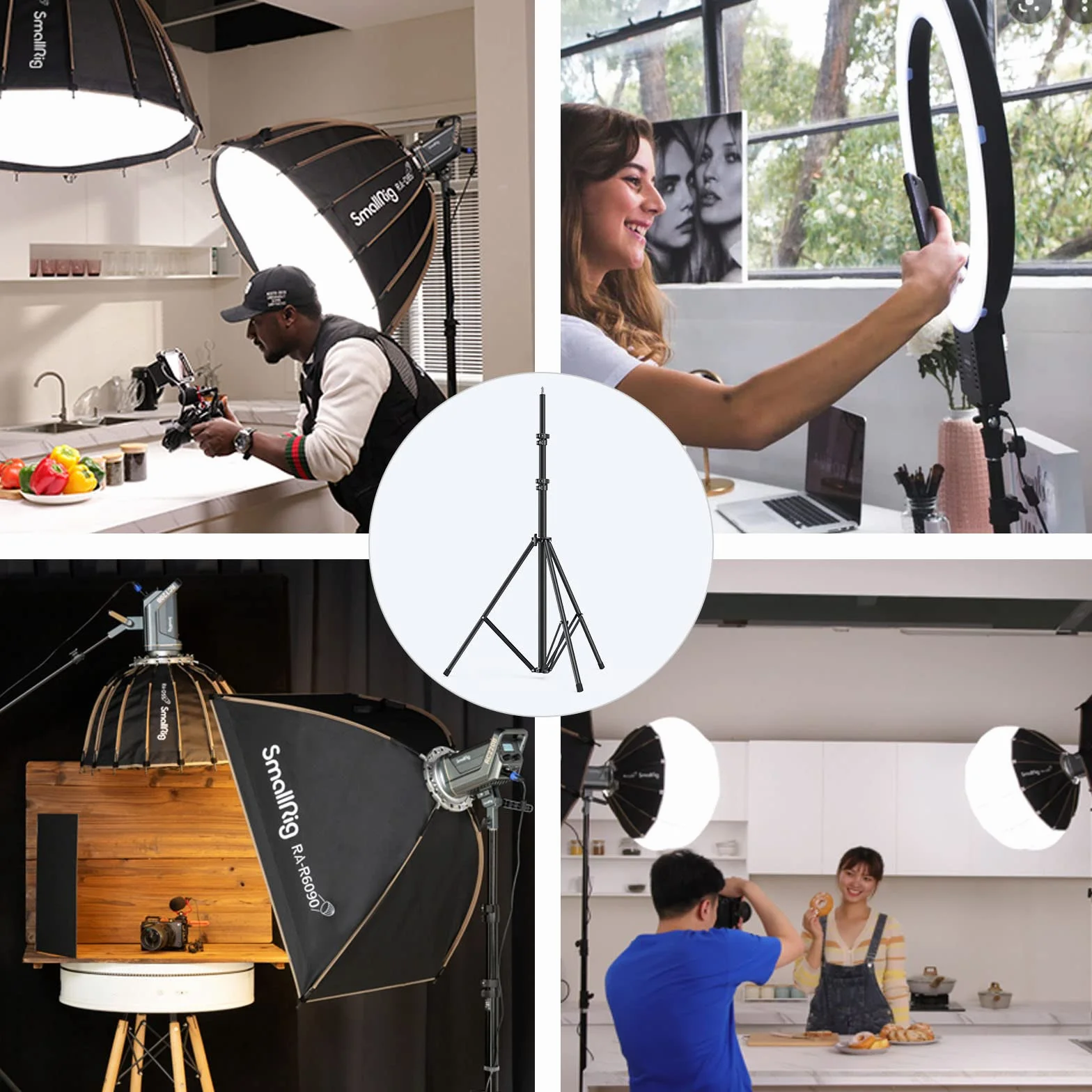 SMALLRIG Supporto per Luce Fotografica 110"/280cm, Supporto per Treppiede in Alluminio Ammortizzato ad Aria con Vite da 1/4 per Softbox, Luce da Atudio e Riflettore, Carico Massimo 8kg, RA-S280-3736