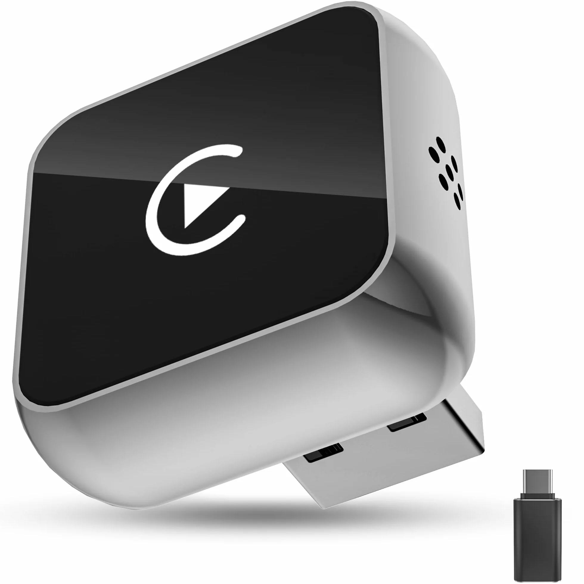 Adattatore Wireless Android Auto CarPlay 2-in-1 USB Type-C per Apple, Chiavetta Dongle Compatibile con iPhone iOS 10+ e Android 11+, Argento