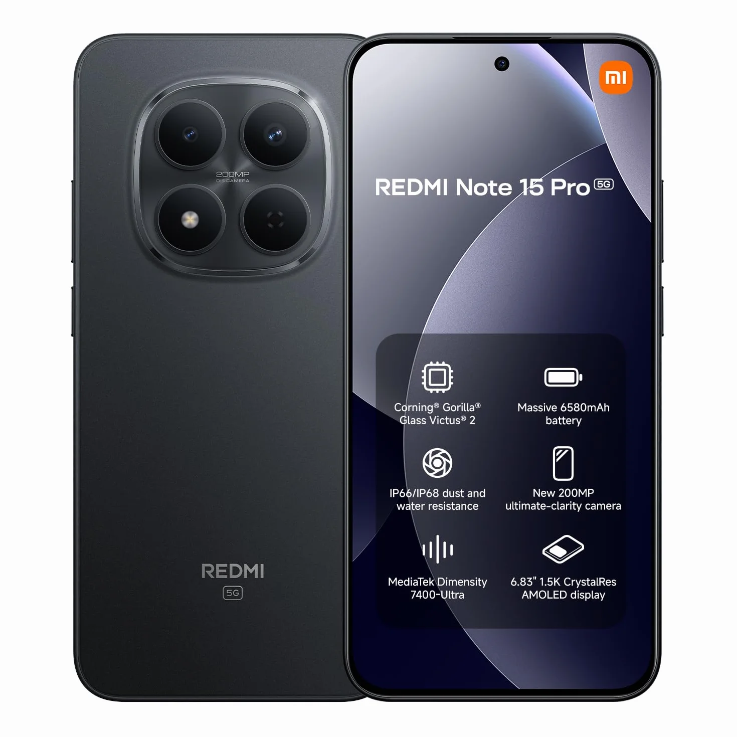 Redmi Note 15 Pro 5G 8+256 Black (No power adapter included)