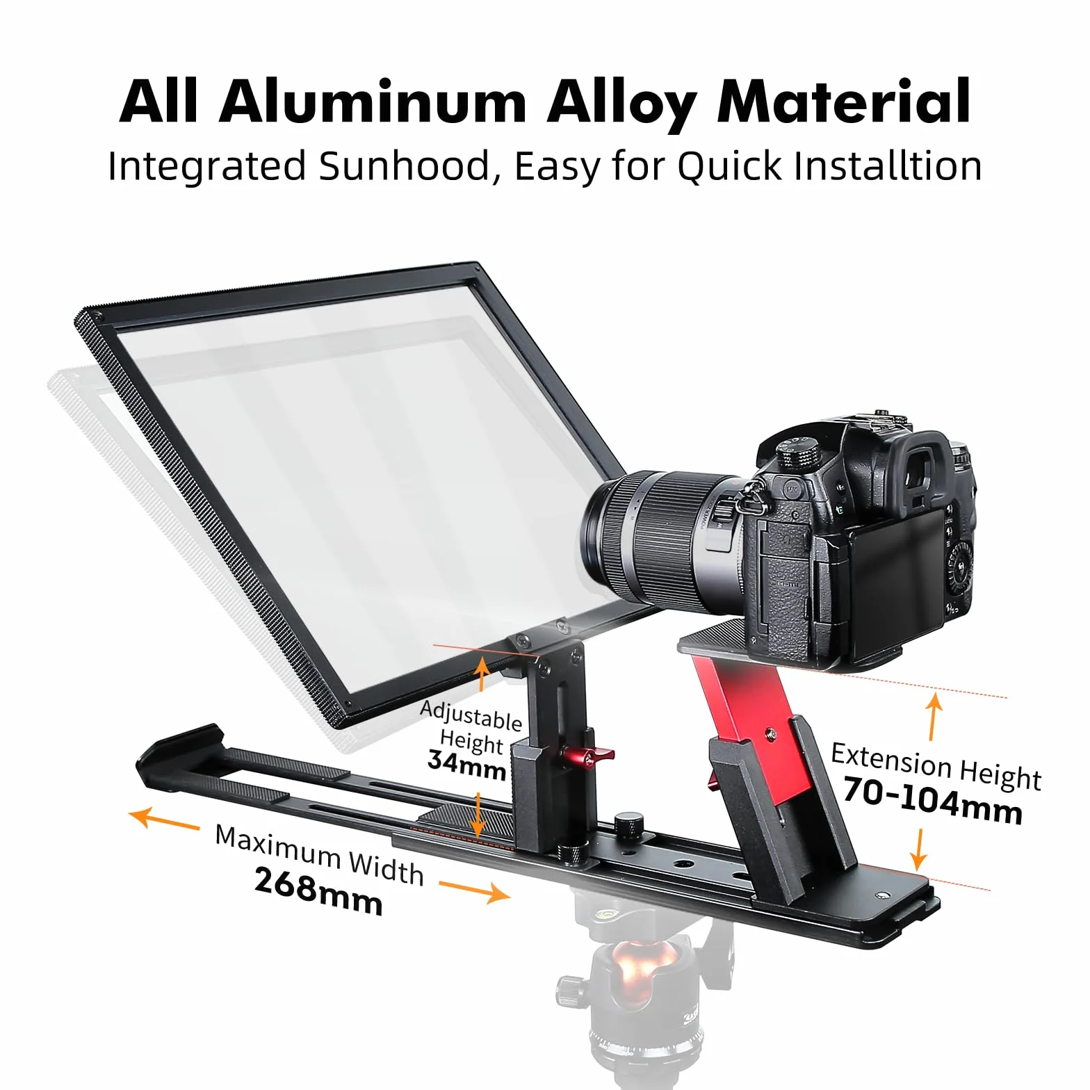 Desview T12S Teleprompter Teleprompter in lega di alluminio da 12,9 pollici, ad alto display in metallo con telecomando APP Compatibile con iPad, smartphone per fotocamere DSLR