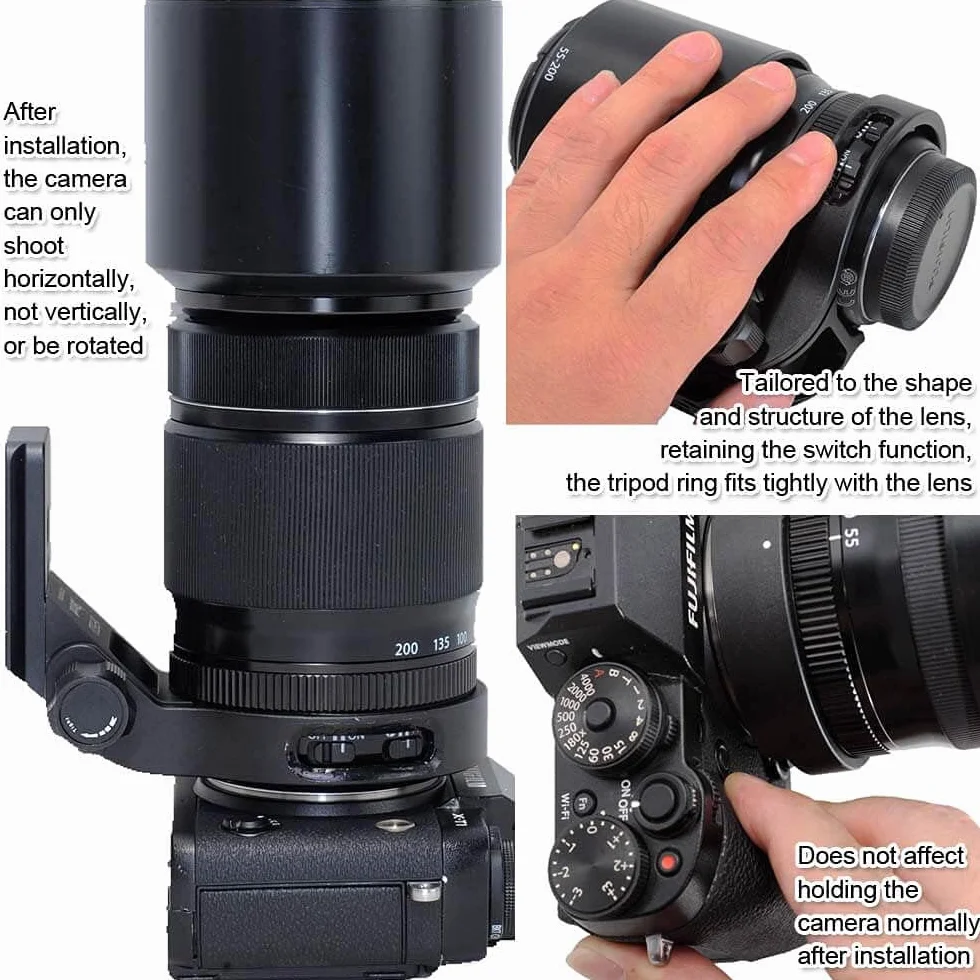 Anello di montaggio per treppiede compatibile con Fuji XF 70-300 f/4-5.6 R LM OIS WR e Fujifilm XF 55-200mm f/3.5-4.8 R LM OIS, staffa di supporto piastra a sgancio rapido per treppiede Arca-Swiss Fit