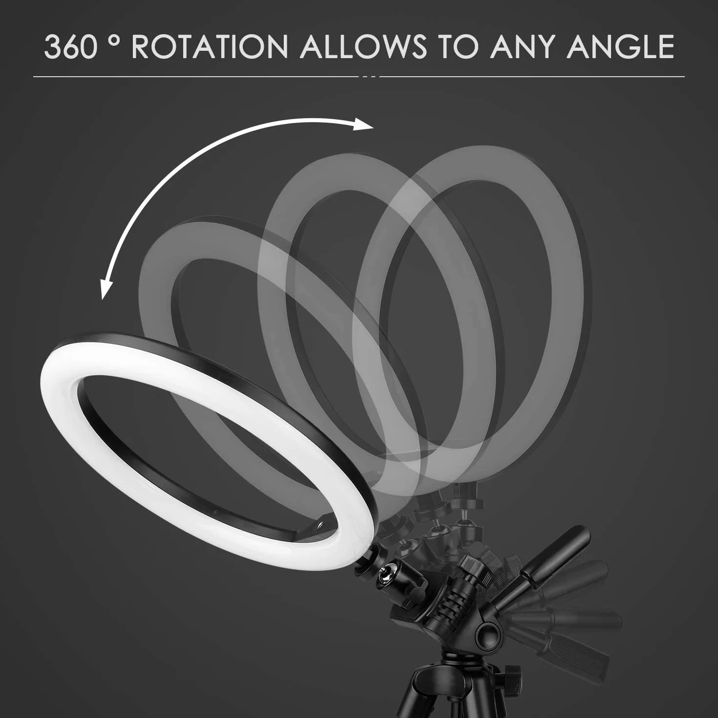 10" Ring Light, Luce Per Selfie Telecomando con Trepiedi per Cellulari, 3000k-5600k 3 Modalità e 10 Luminosità, Luce ad Anello USB per Tik Tok/Youtube/Trucco/Selfi