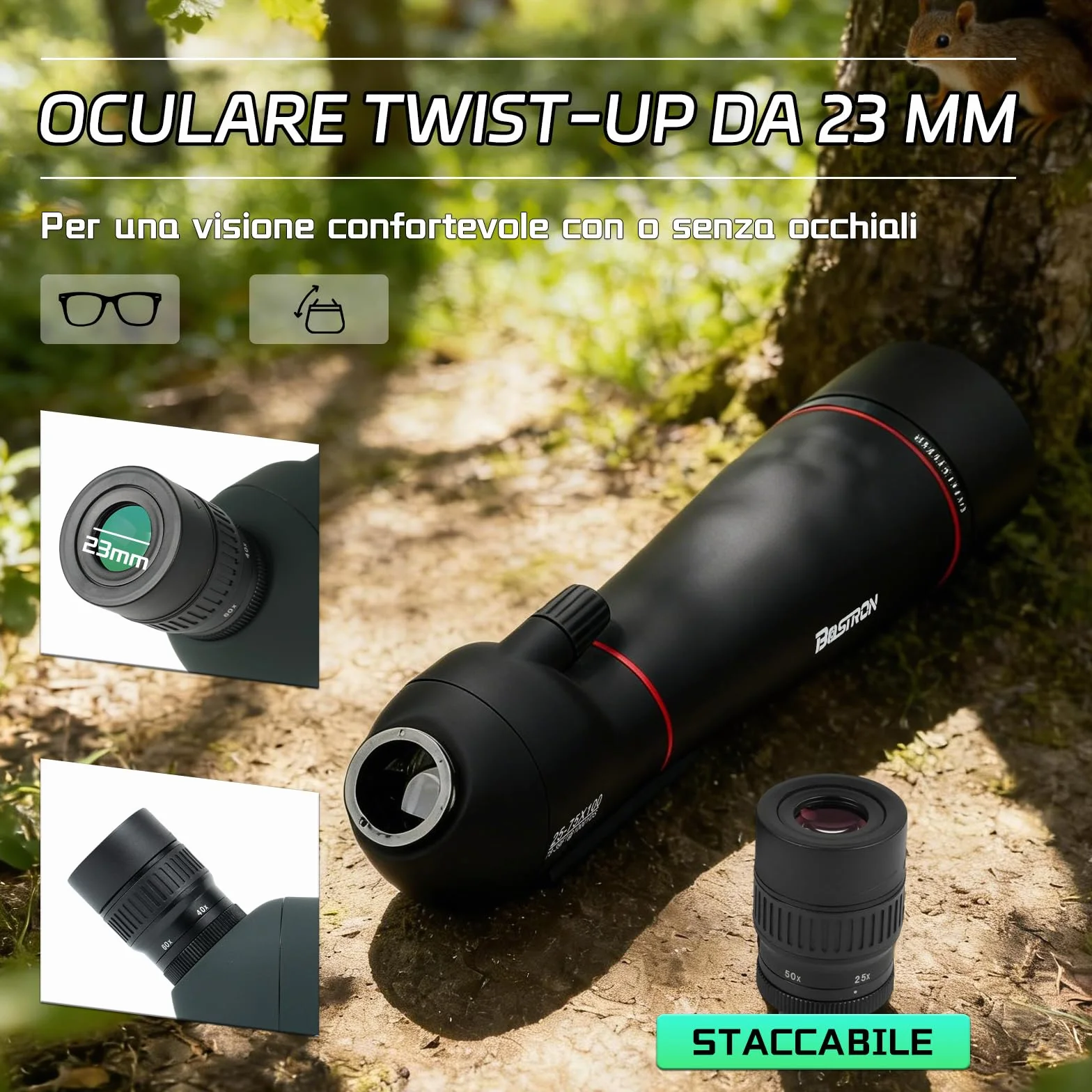 25-75x100mm Cannocchiale con Treppiede,HD FMC Impermeabile,Cannocchiale Terrestre con Adattatore Telefono Borsa, per Tiro a Segno Tiro, con l'arco Birdwatching