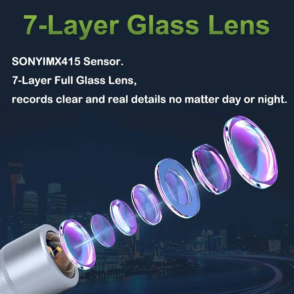 VSYSTO Obiettivo Fisheye HD 4K 170 gradi grandangolare fotocamera casco, Wi-Fi, termometro, visione notturna, supporta registrazione loop a lunga durata della batteria (U5X-PB)