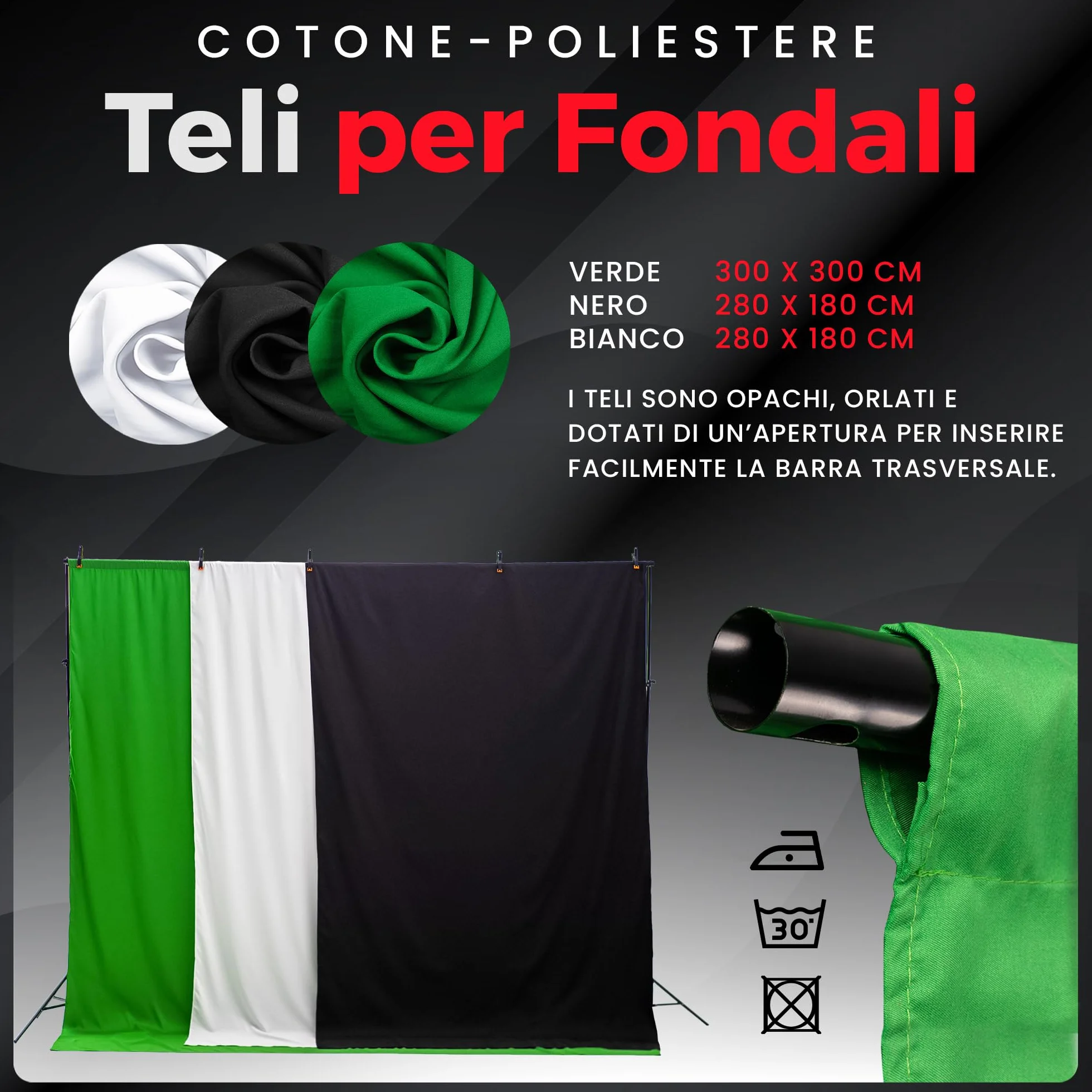 Set Studio Fotografico - Softbox - Green Screen Con Supporto (3m x 3m) - Fondale fotografica - Godox – Lampada - Sfondo - Luce Fotografiche Per Video Foto - Fotografia Streaming Giochi Gaming