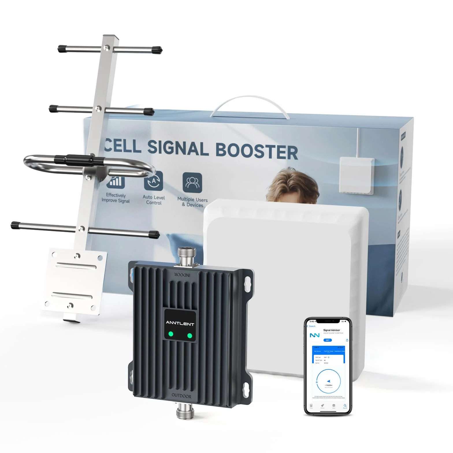 ANNTLENT Amplificatore Segnale Cellulare - Banda 20/8 (800/900Mhz) Ripetitore 4G 3G 2G gsm LTE per Casa Ufficio Campagna Ripetitore Segnale Cellulare Supporta TIM Wind Tre