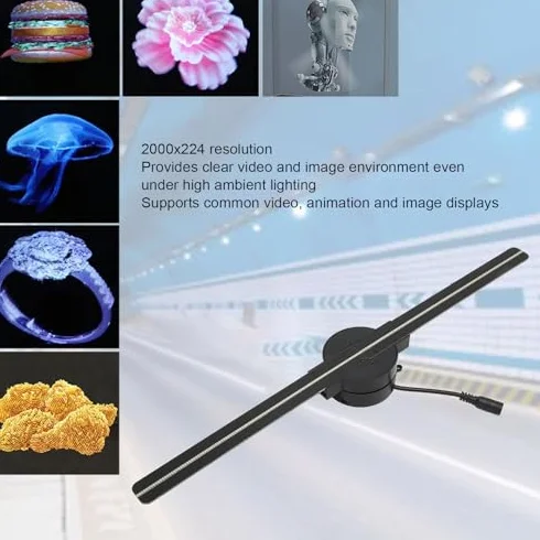 Yctze Ventilatore Ologramma 3D Ventilatore Ologramma 3D Proiettore WiFi 3D 16,5 Pollici 2000x224 Perline Luminose a LED Pubblicità 100?240 V