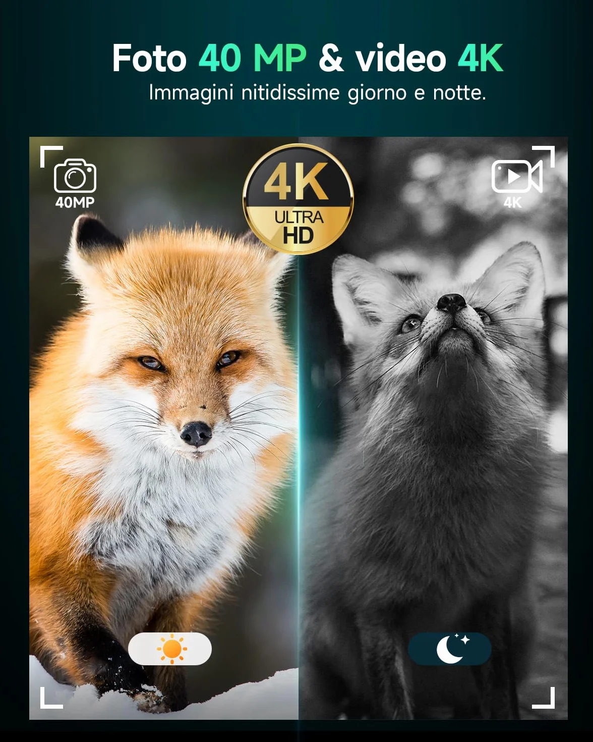 Rollei NightVision 400 4K, binocolo da 40 MP, con visione notturna, militare, zoom digitale, 32 GB, scheda SD, 400 m, fotocamera a infrarossi con torcia da 5000 mAh, visione notturna, binocolo per