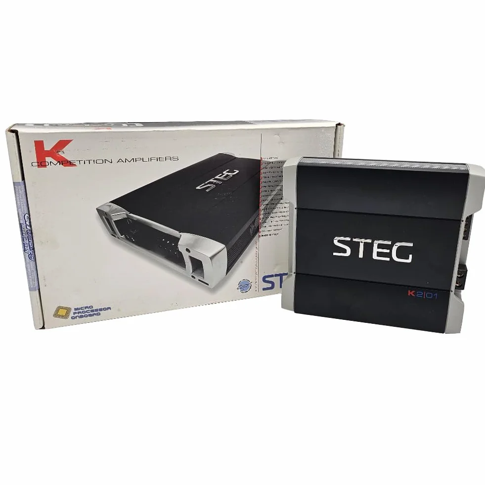 STEG K2.01 amplificatore a 2 canali da competizione spl da 365 x 2 watt rms stabile a 1 ohm per porte portiere sportelli auto, 1 pezzo
