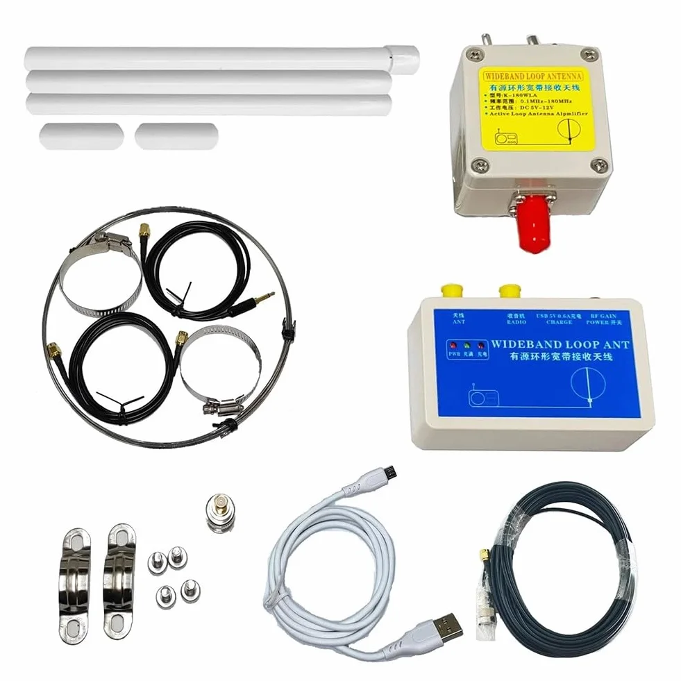 Antenna ad anello attiva K-180WLA 0,1-180 MHz 20 dB preamplificatore regolabile 2750 mAh cavo 10 m