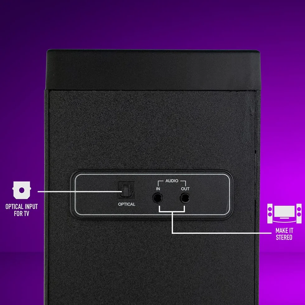 NGS SKY CHARM 2.1- Altoparlante a Torre Bluetooth da 80W con Ingresso Ottico, USB, Radio FM e AUX IN, Nero