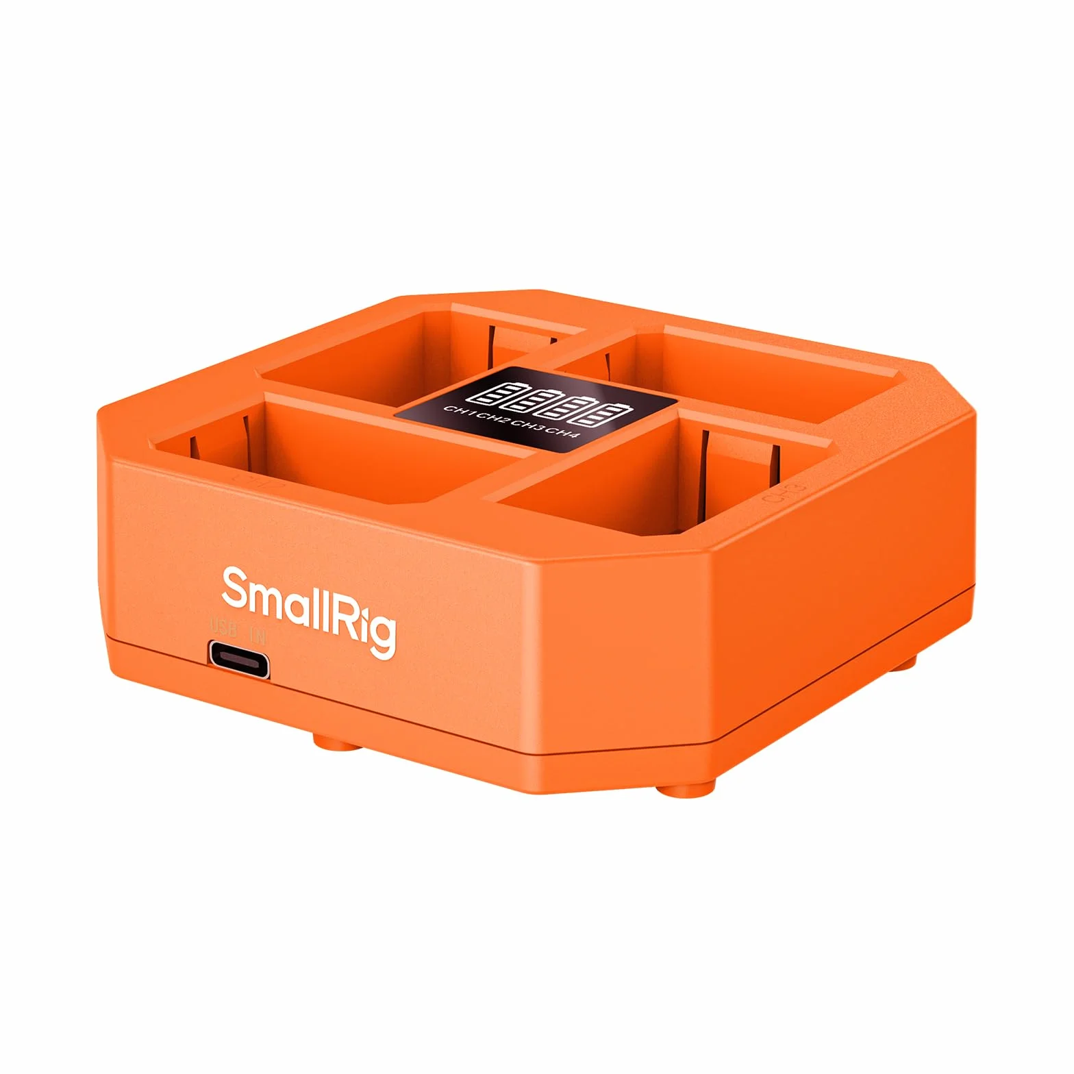 SMALLRIG Caricabatterie per Fotocamera a 4 Canali, con Ricarica Rapida da 60 W, Display LED, Caricabatteria Compatto per Fotocamera a 4 Canali Batteria per Sony NP-FZ100, Arancione - 4839