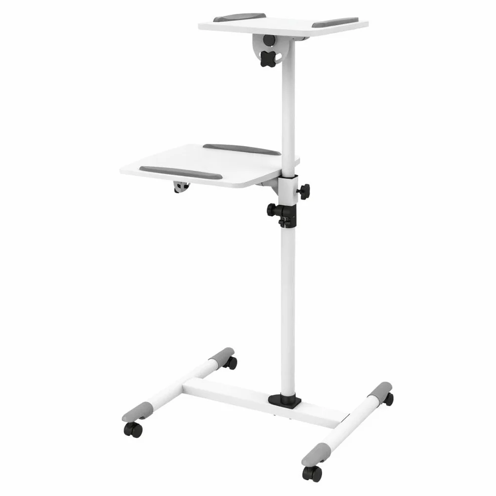Techly 309593 Carrello Supporto per Proiettore Beamer Notebook PC Ripiani Regolabili Bianco
