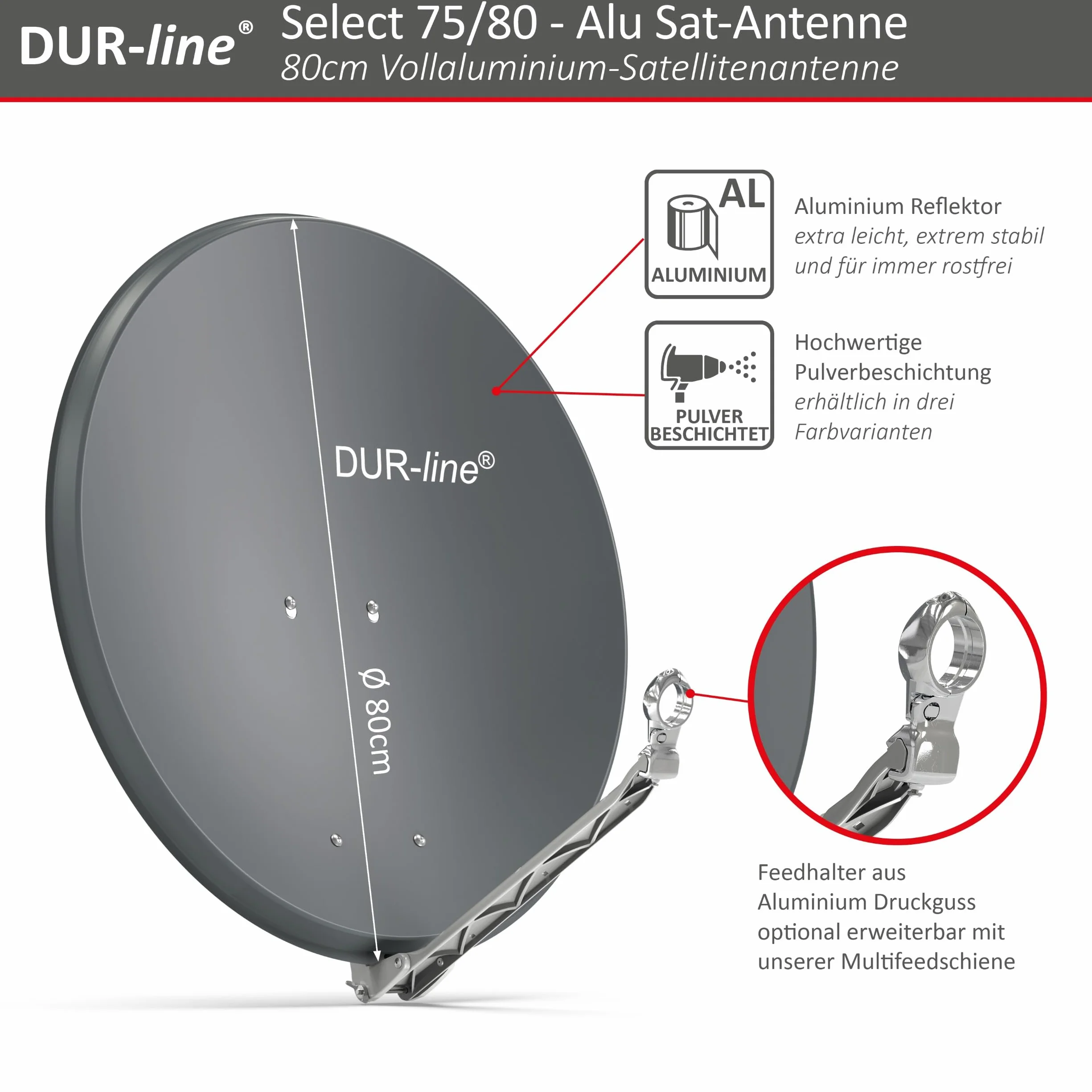 DUR-line Set antenna satellitare Select 75/80 [LNB, commutatore]