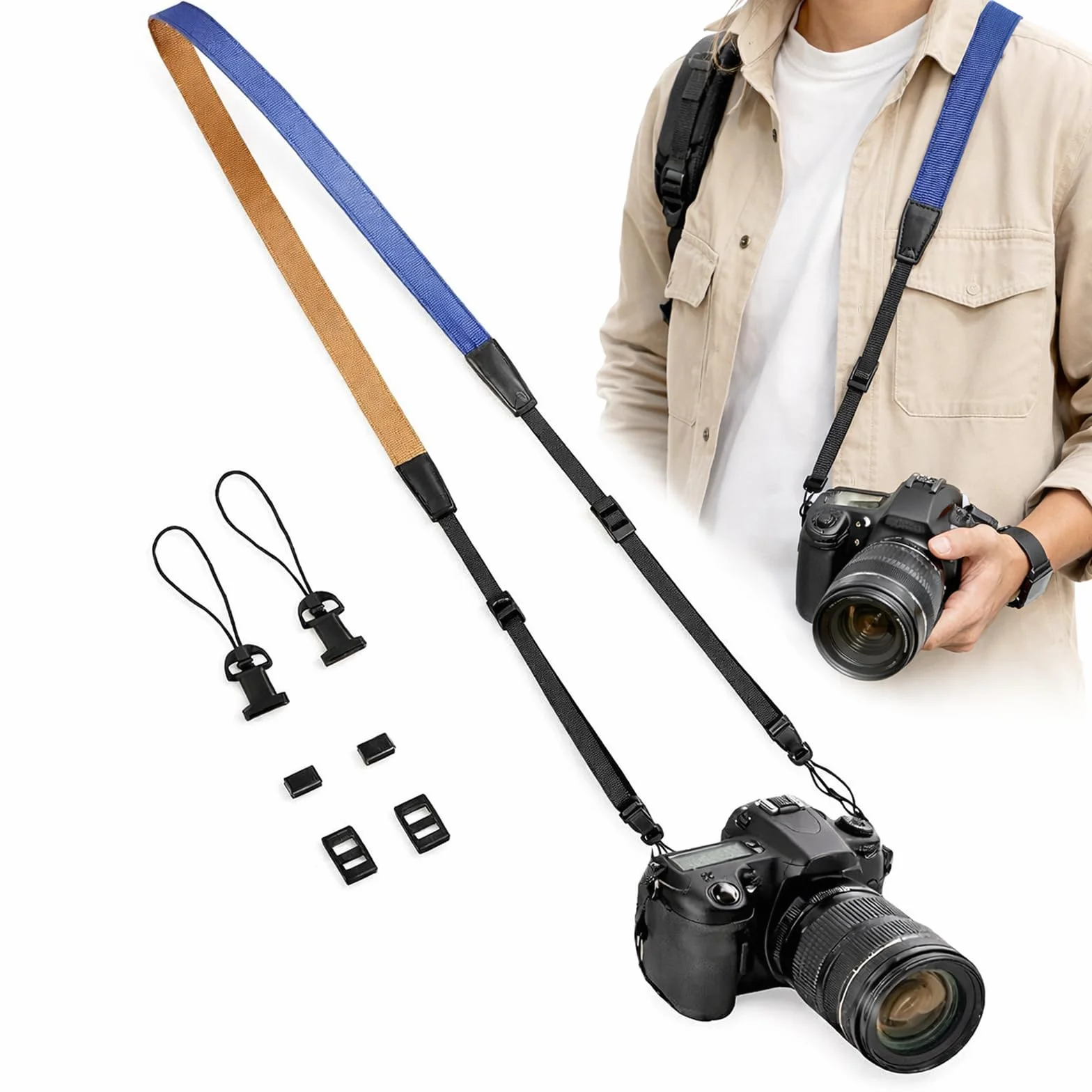 Windfromort Cinghia Regolabile Tracolla Macchina Fotografica - Cinghia Macchina Fotografica Morbidissima con Sgancio Rapido - Camera Strap Universale per DSLR/Mirrorless/Compact (Nero)