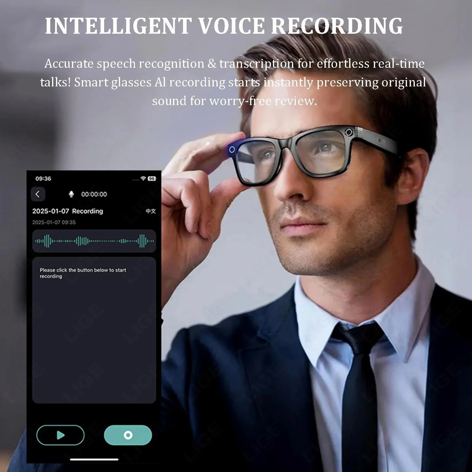 AI Occhiali Con Fotocamera Intelligente, Fotocamera E Altoparlante Da 2MP, Per Video HD 720P E Audio Immersivo, Occhiali Da Sole Intelligenti Multifunzionali, Chat GPT Bluetooth(White)