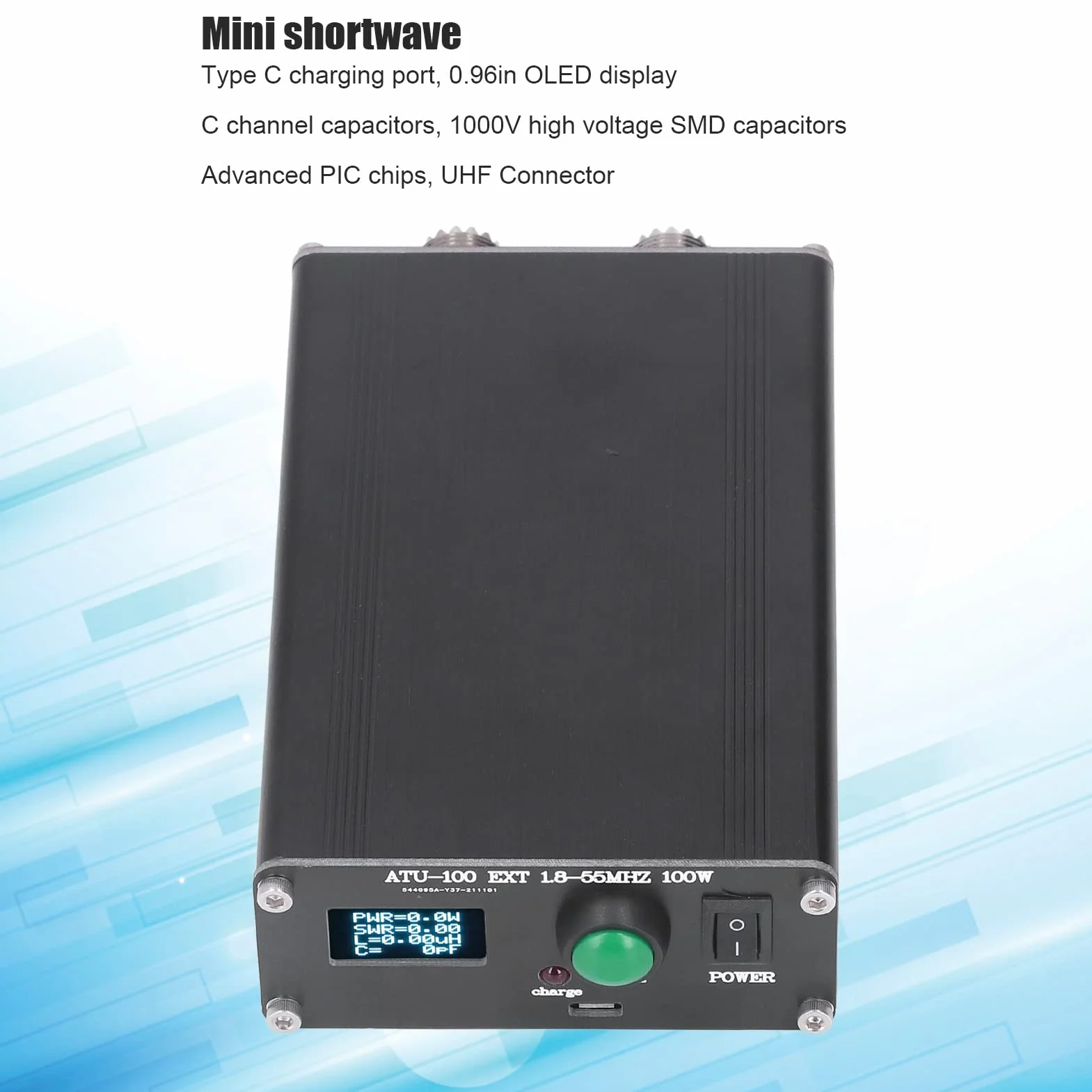 KIMISS Sintonizzatore Antenna Automatico Mini 1.8~55MHz con Display 0.96IN e Custodia, Perfetto per Radioamatatori e Appassionati di Elettronica