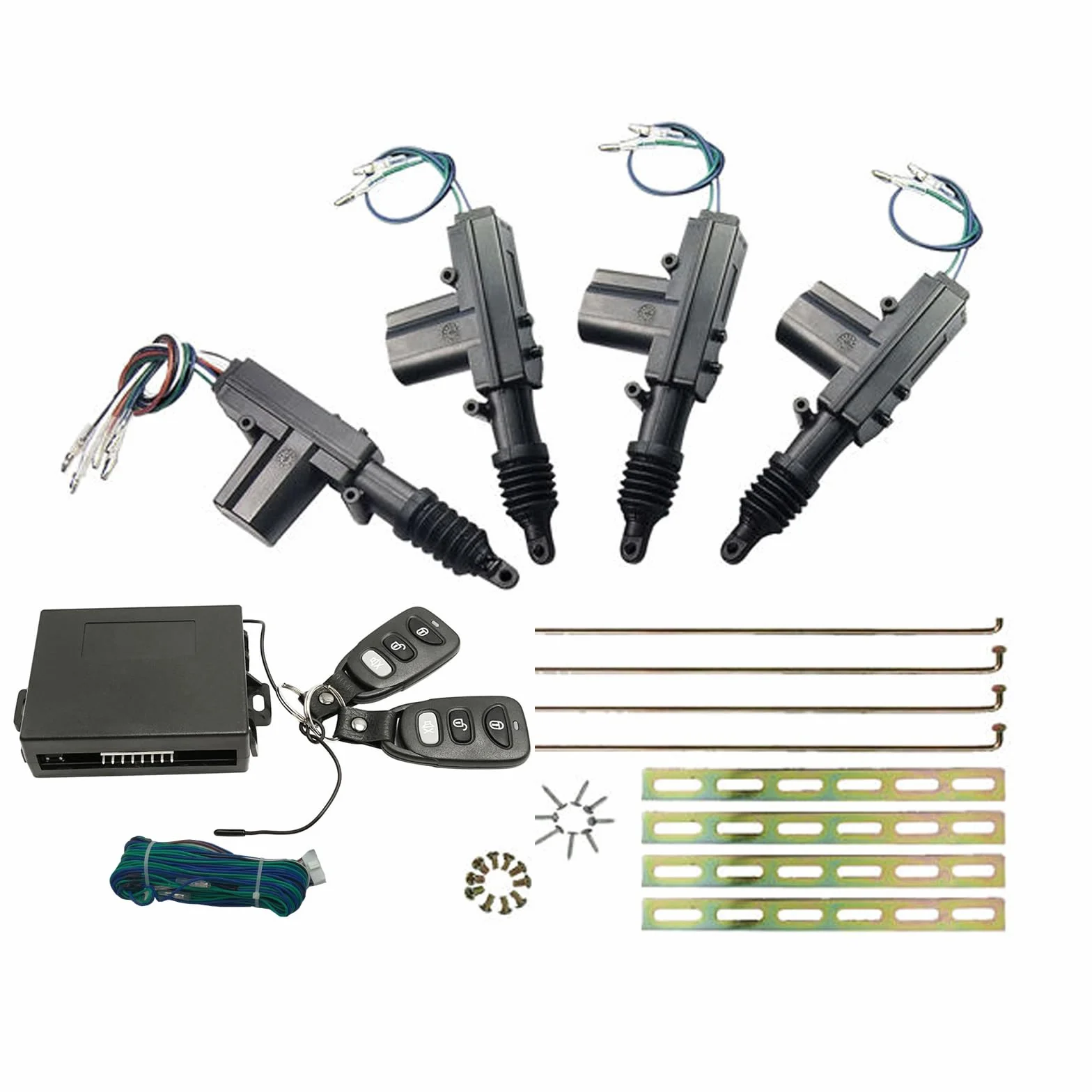 kit chiusura centralizzata auto, universale sistema di apertura senza chiave, Kit blocco porte a distanza + 4 pezzi attuatore di blocco porta