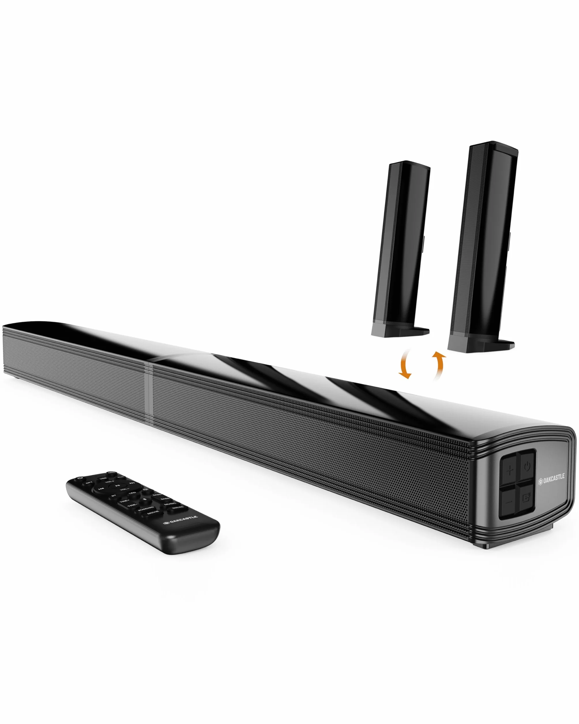 Oakcastle Soundbar Home Theater a 2 Vie Style | 120W Casse Altoparlanti 2.2 Cannali TV Surround Audio Monitor | Bluetooth, HDMI, RCA, AUX, Cavo Ottico Con Telecomando SB80