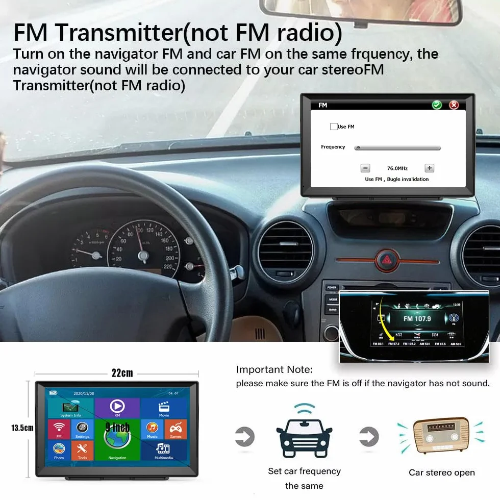 NEWFUN GPS Auto, 9 Pollice GPS Pesi Pesanti, Navigazione Automatica HD Touch Screen, Multi-Lingue Guida Vocale, 2025 Mappatura UK Europa, Installata Aggiornamento Libero a Vita