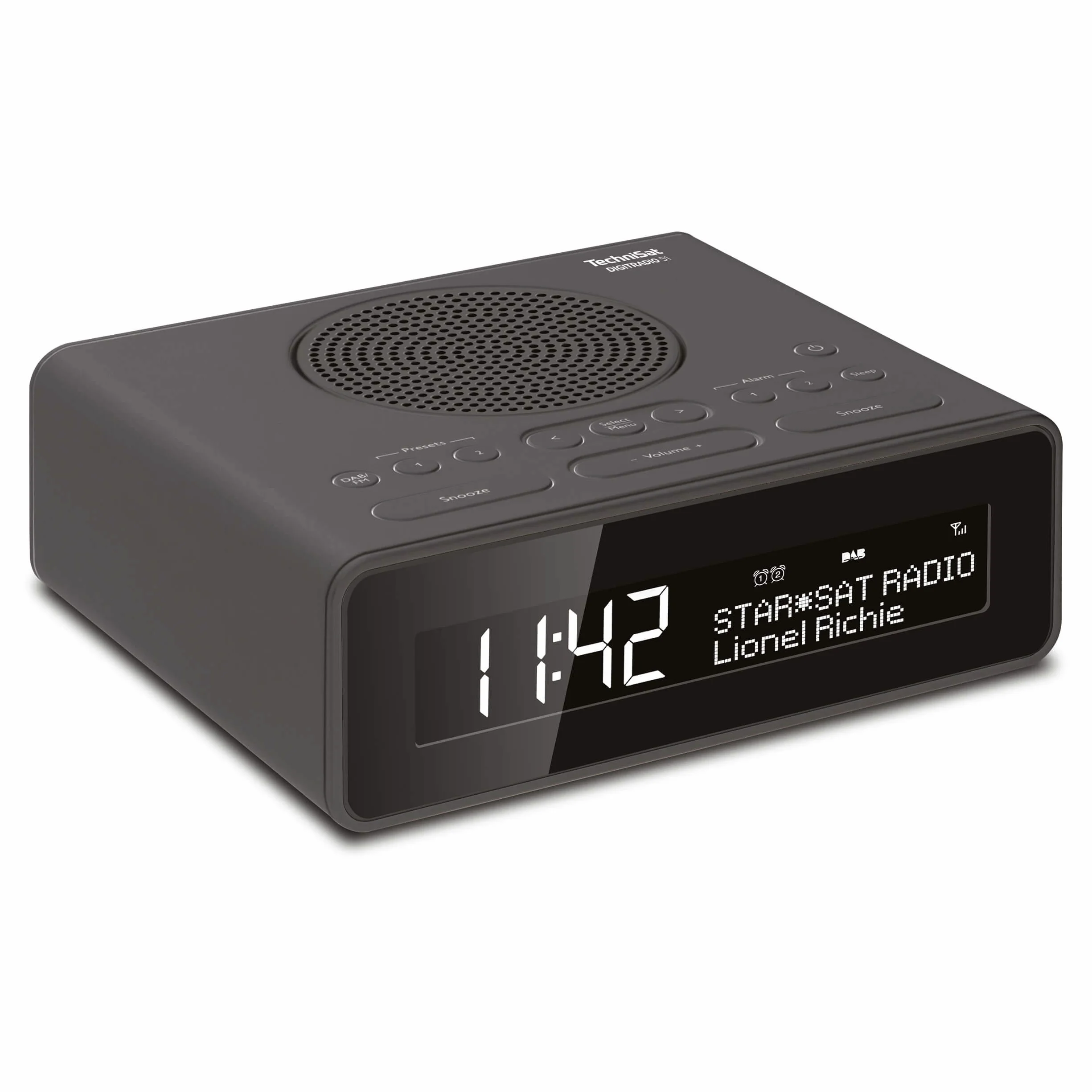 TechniSat DIGITRADIO 51 - Radiosveglia DAB+ (DAB, FM, Due orari di sveglia, Funzione posponi, Timer di spegnimento, Display dimmerabile, Ingresso per cuffie), Nero
