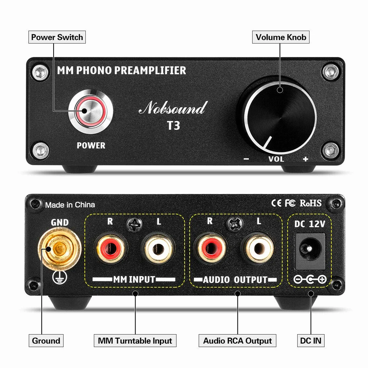 Nobsound Mini HiFi MM Preamplificatore RIAA per giradischi