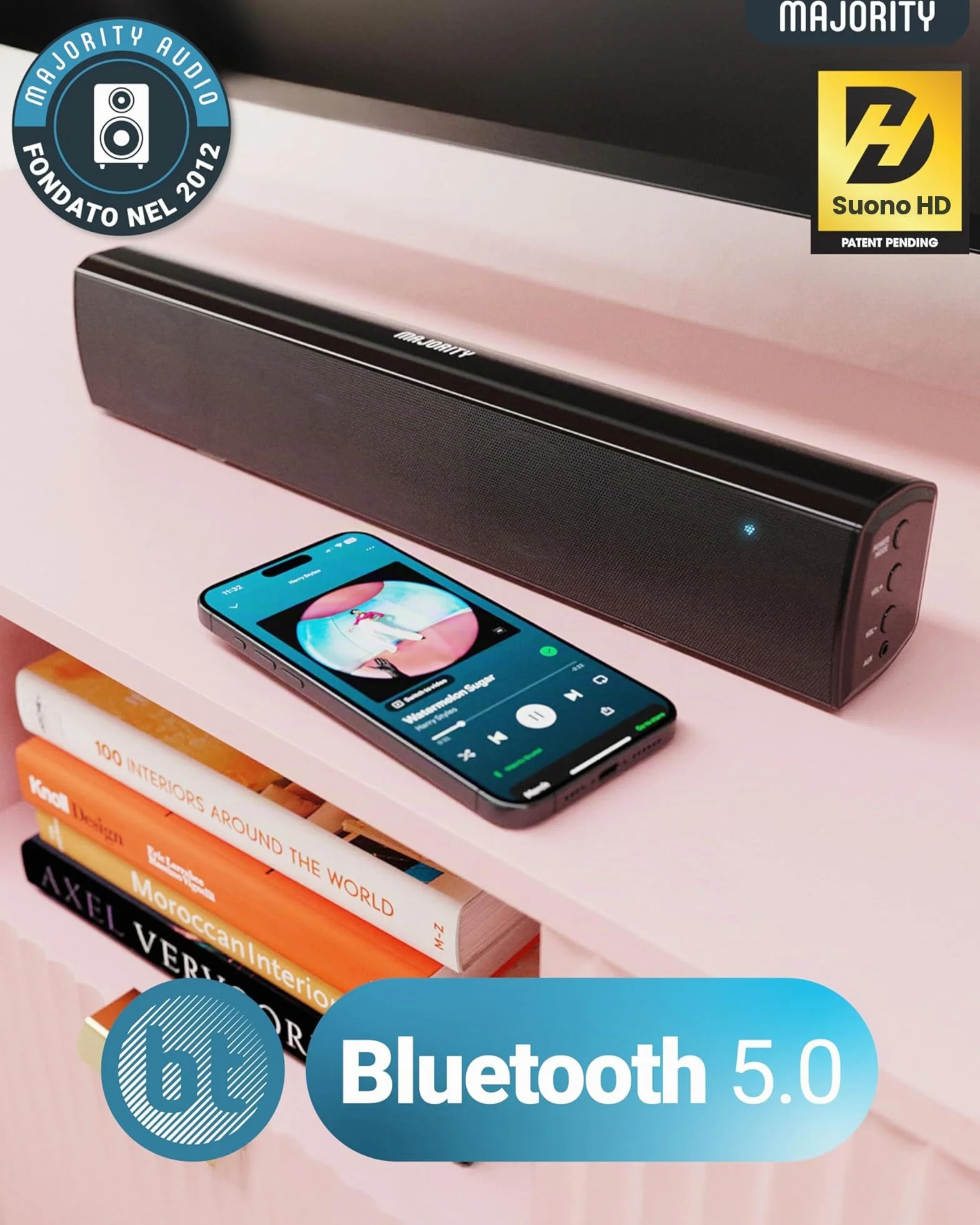 Majority Barra Soundbar Bluetooth 50W | Sound Bar TV e PC Compatta 2.0 | Casse per Televisore con Ingressi Ottico, RCA, USB, AUX, MP3 | Altoparlante Wireless con Telecomando Bowfell
