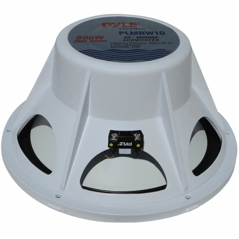SUBWOOFER PYLE PLMRW10 IMPERMEABILE MARINO WATER PROOF DA 10" 25,00 CM 250 MM BIANCO PER IMBARCAZIONI BARCA GOMMONE PISCINA O LOCALI ALL'APERTO SINGOLA BOBINA DA 4 OHM DA 250 WATT RMS E 500 WATT MAX