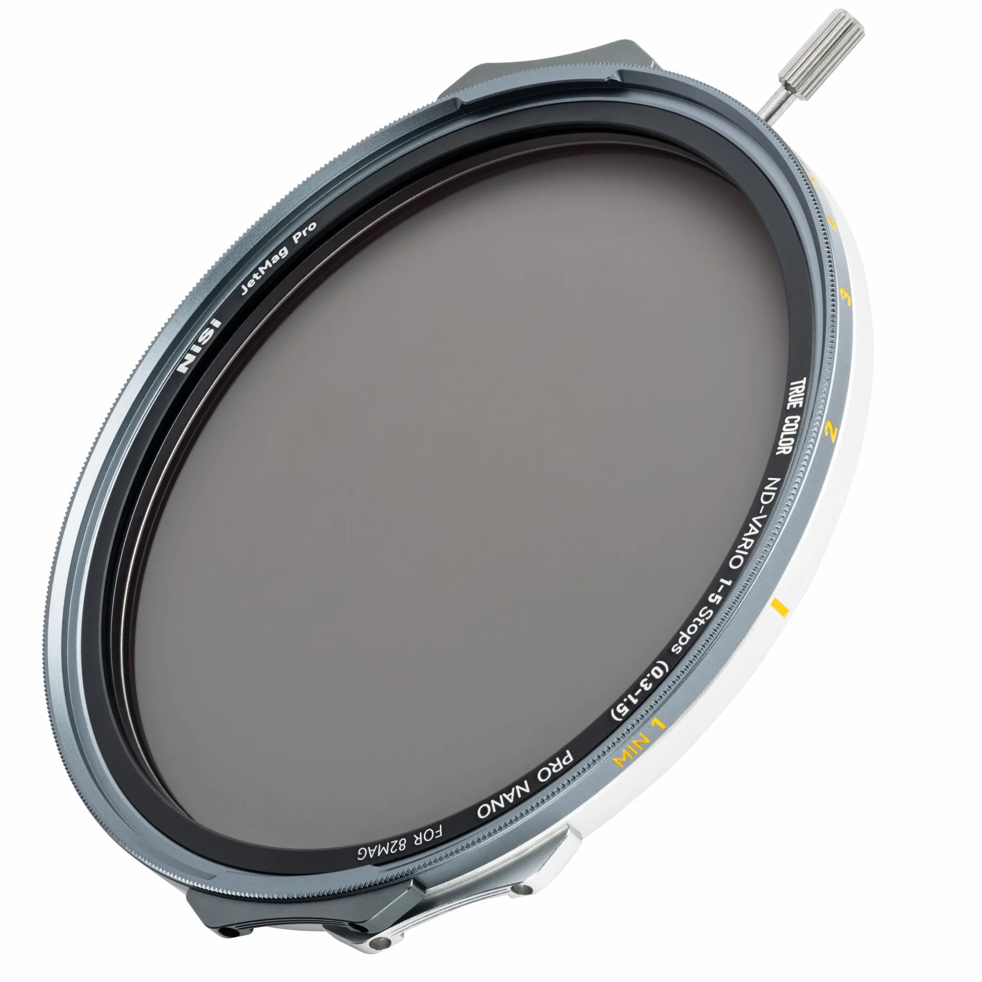 NiSi JetMag Pro Vario-ND 82mm, 1-5 stop (ND2-ND32), filtro ND variabile magnetico con polarizzazione. True Color, Vetro ottico, Nanocoating, Ultra-sottile. Richiede anello JetMag Pro.
