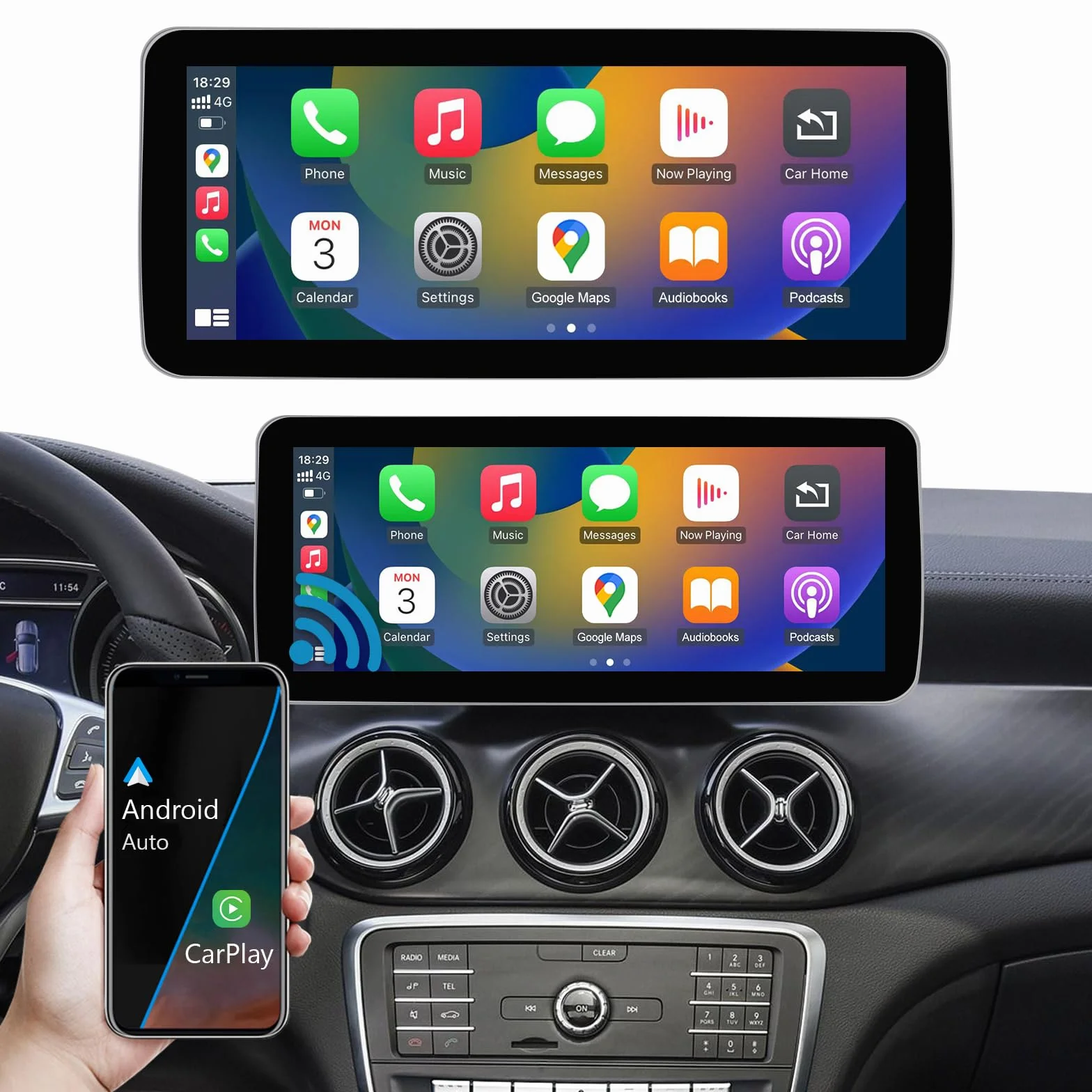 Touchscreen per autoradio da 10,25 pollici per Mercedes Benz Classe A/C/V 2015-2018 GLA CLA W176 C117 X117 X156 W447 con NTG 5.0/5.1/5.2, supporta Apple Carplay/Android Auto/Mirrorlink