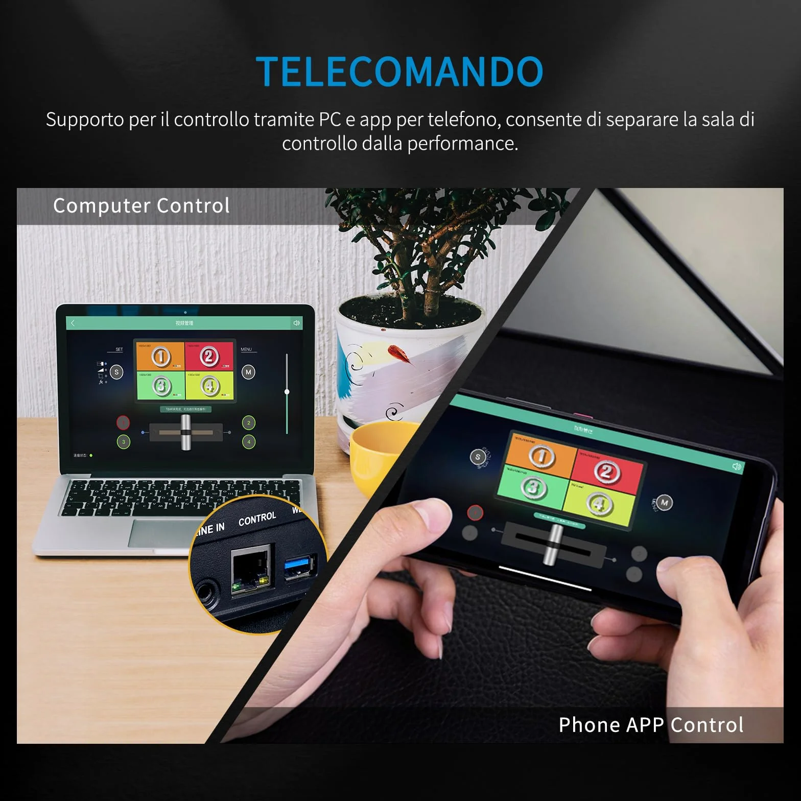 Feelworld L1PLUS Multi Camera Video Mixer Switcher with PTZ Controller HDMI USB3.0 2" Touch Screen