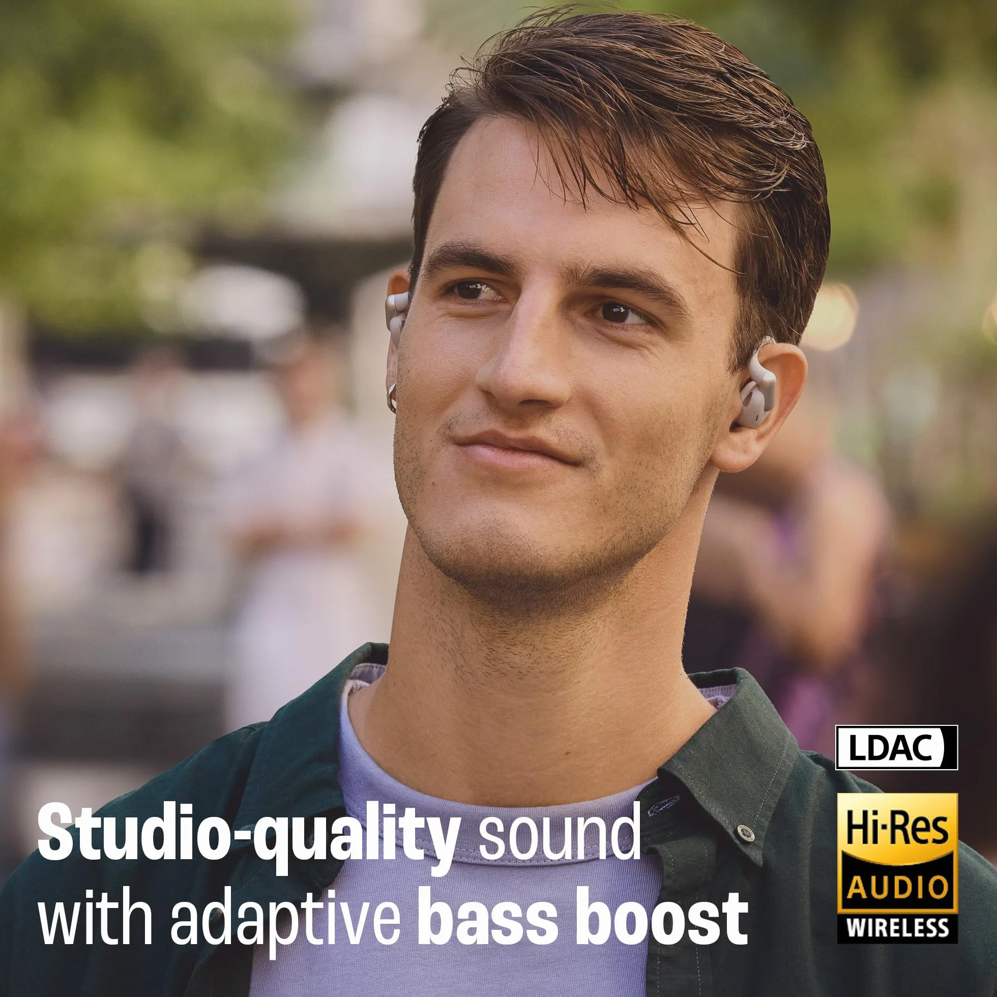JBL Sense Pro Cuffie Open-Ear True Wireless, Hi-Res Audio, fino a 38 Ore di Autonomia, Resistenti ad Acqua e Polvere IP54, Tecnologia JBL OpenSound e Spatial Sound, Blu